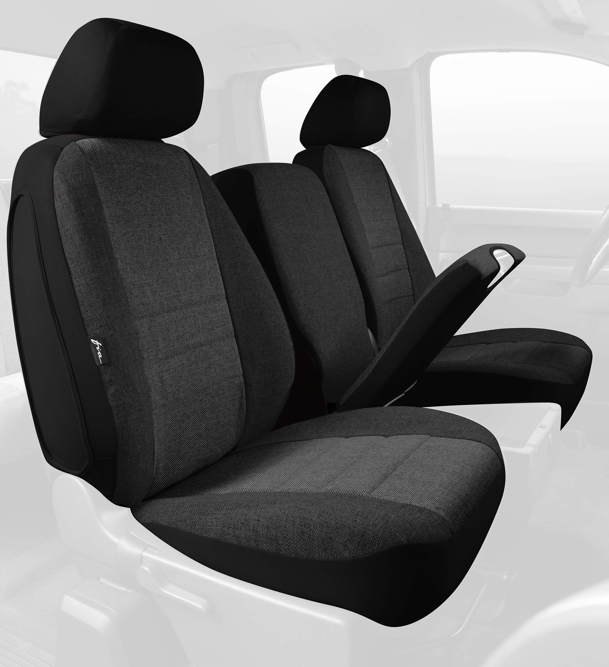 CHARC FIA OE37-28 Custom Fit Front Seat Cover Split Seat 40/20/40 - Tweed, (Charcoal)