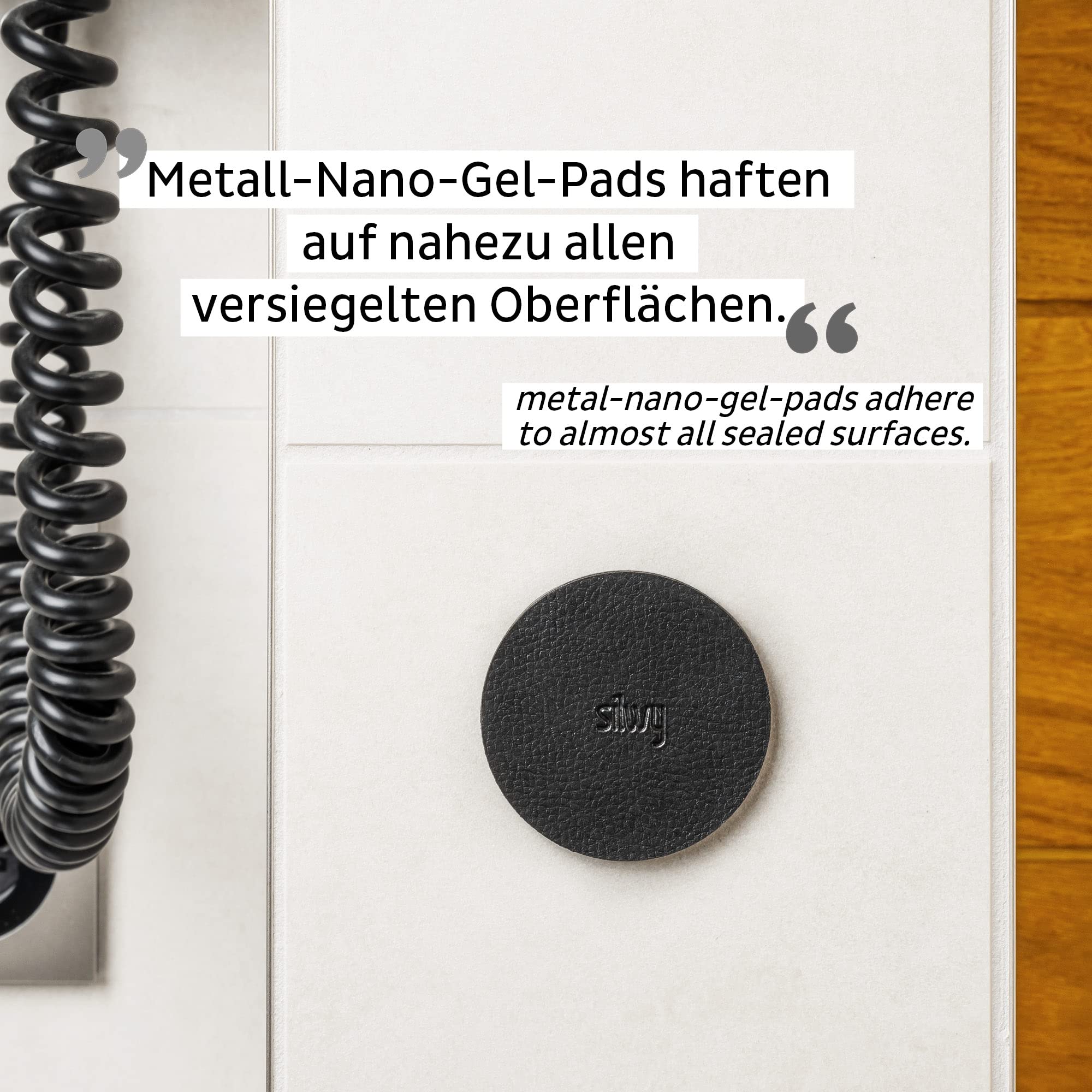 silwy® Clever Magnetic Hook Including Black Metal Nano Gel Pad Black - Reusable, Flexible and Washable - Perfect for Camping, Caravaning and Boating
