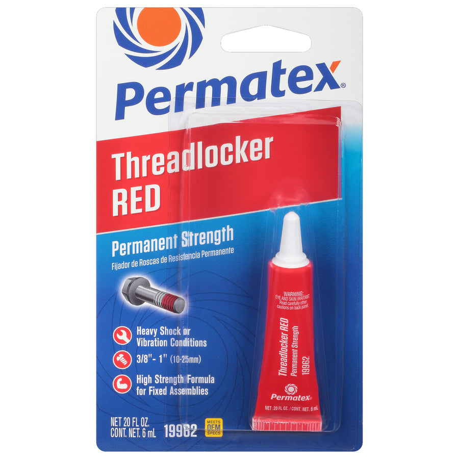 19962 Permatex Permanent Strength Threadlocker Red, 6 ml Tube