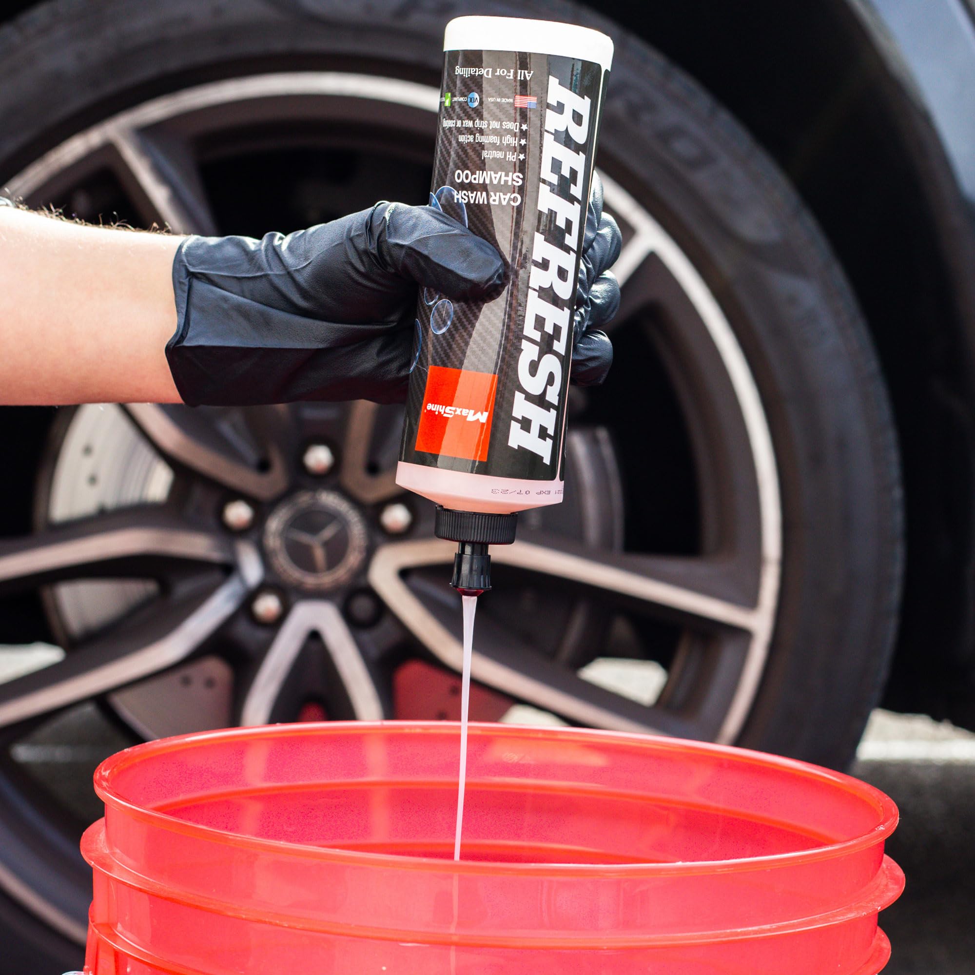 1 Gallon Maxshine Refresh Car Wash Shampoo – pH-Balanced Formula with High Foaming Action – Spot-Free Rinse, Safe on All Painted Surfaces – Ideal for Car Wash & Auto Detailing