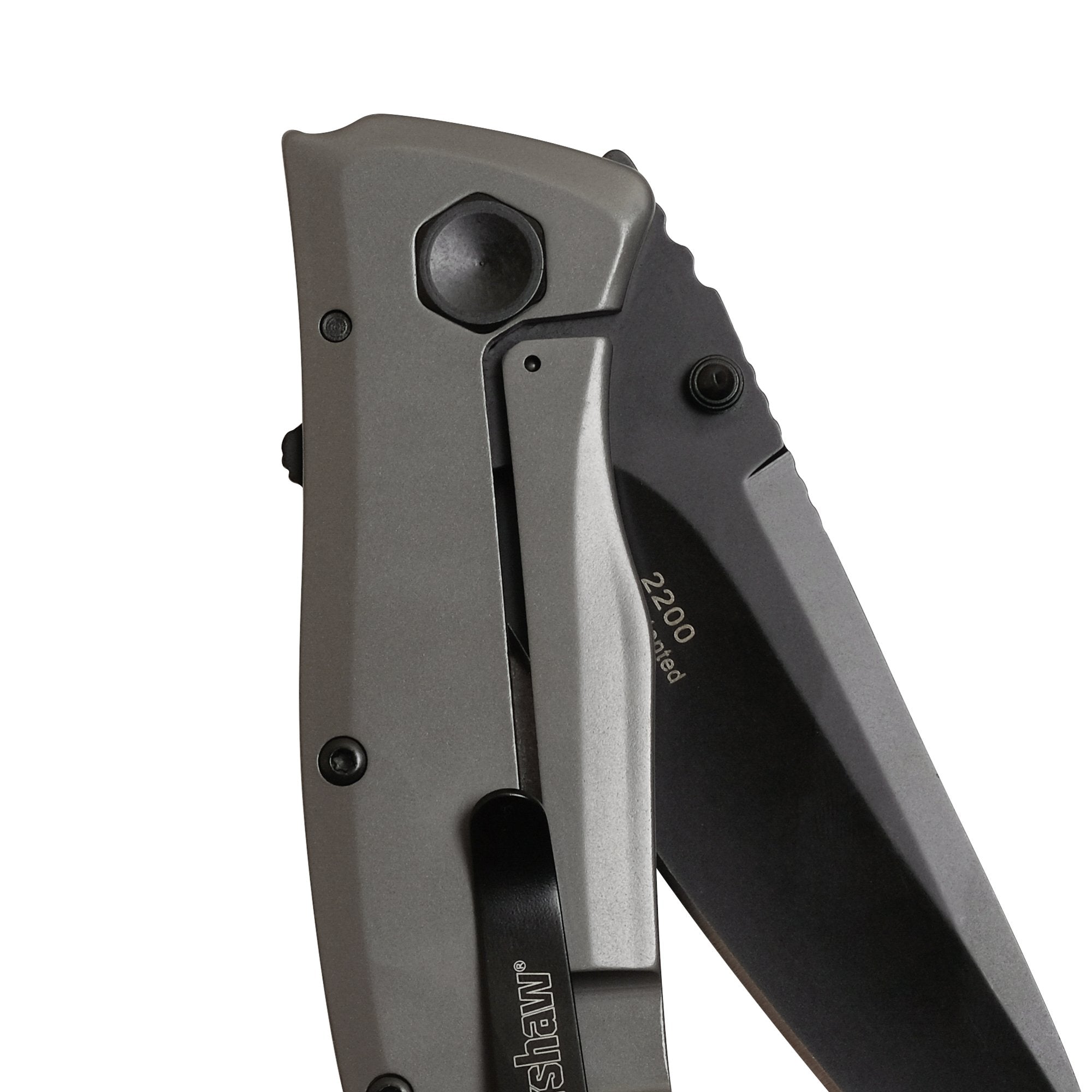 Kershaw Pocketknife Grid, 3.7" 8Cr13MoV Steel Drop Point Plain Edge Blade, Assisted One-Handed Flipper or Thumb Stud Opening, Frame Lock EDC,Grey/Black