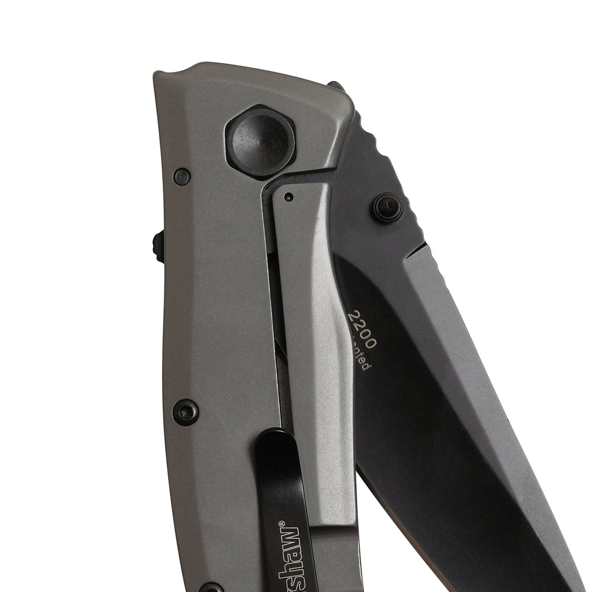 Kershaw Pocketknife Grid, 3.7" 8Cr13MoV Steel Drop Point Plain Edge Blade, Assisted One-Handed Flipper or Thumb Stud Opening, Frame Lock EDC,Grey/Black