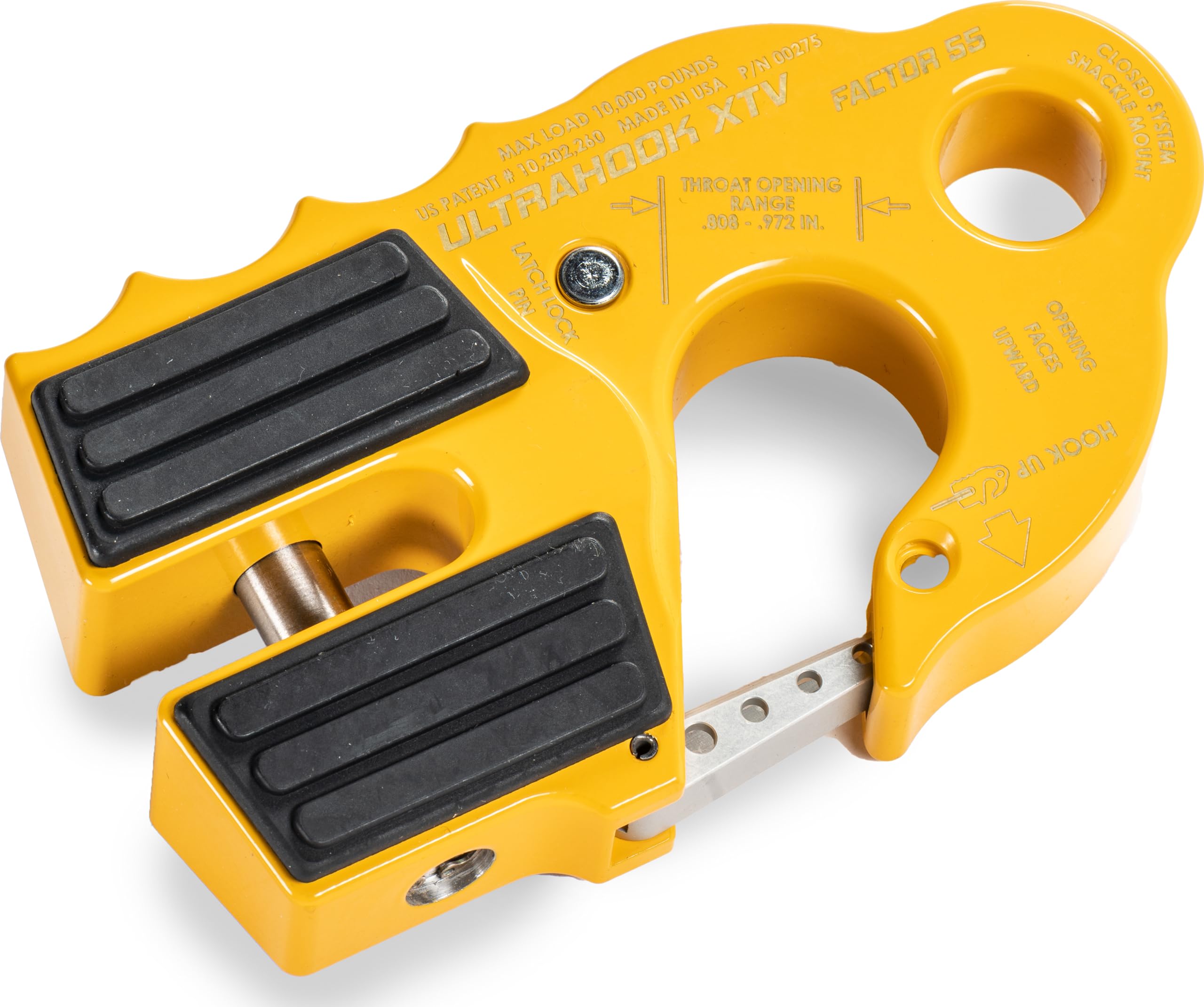 Ultrahook Factor 55 XTV Closed System Shackle Mount, Max Rated Load: 10,000 Pounds and Breaking Strength: 21,000 Pounds - Yellow