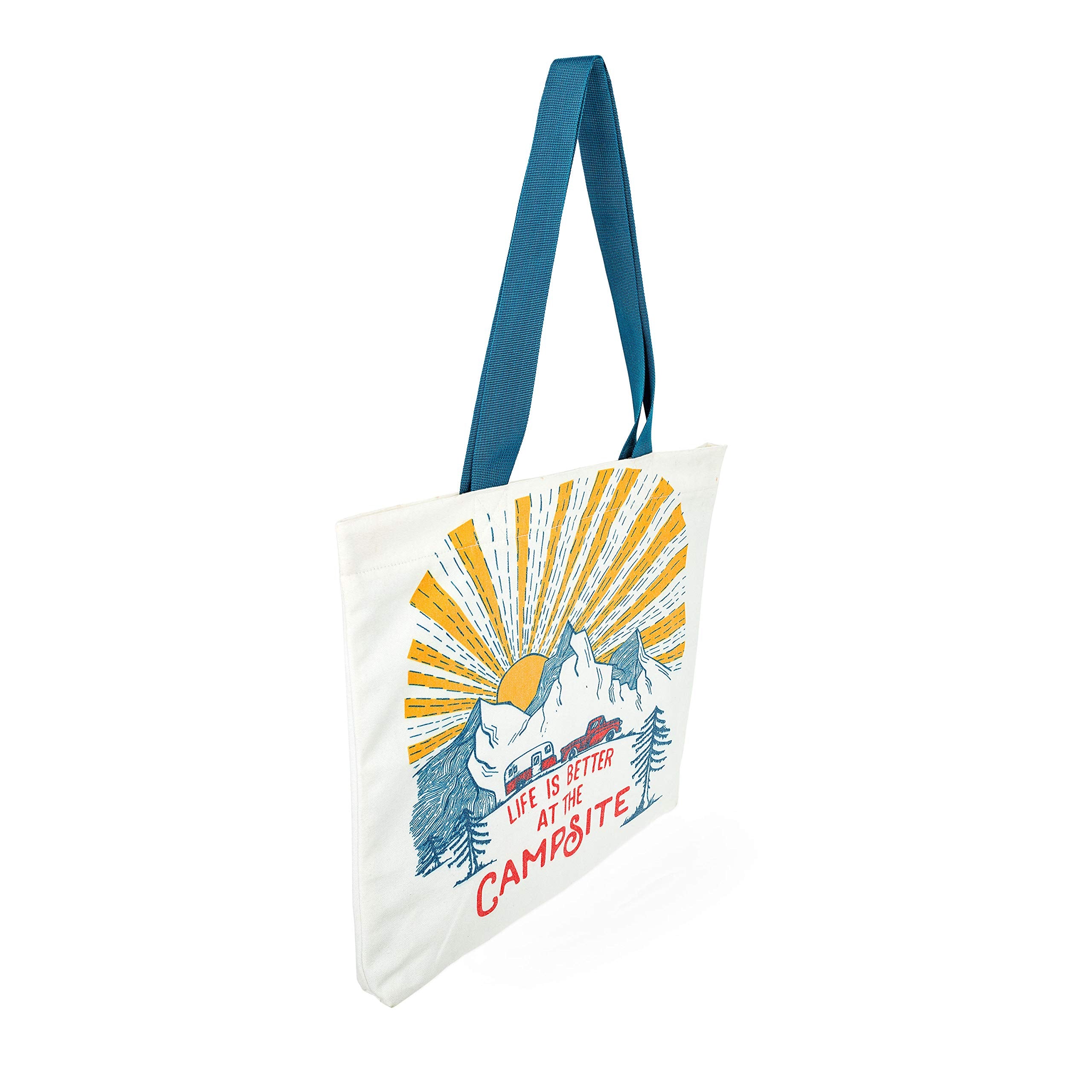 Canvas Tote Camco Life is Better at The Campsite | Features a Magnetic Closure and an Unique Sunrise Design | (53268)