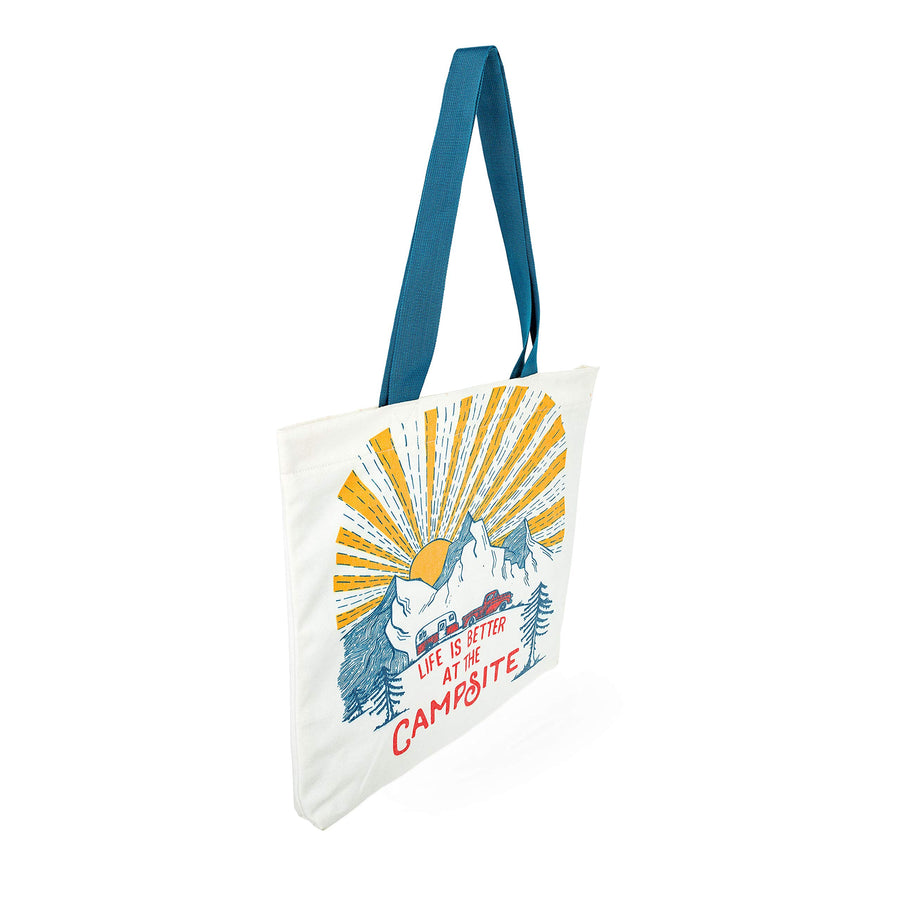 Canvas Tote Camco Life is Better at The Campsite | Features a Magnetic Closure and an Unique Sunrise Design | (53268)