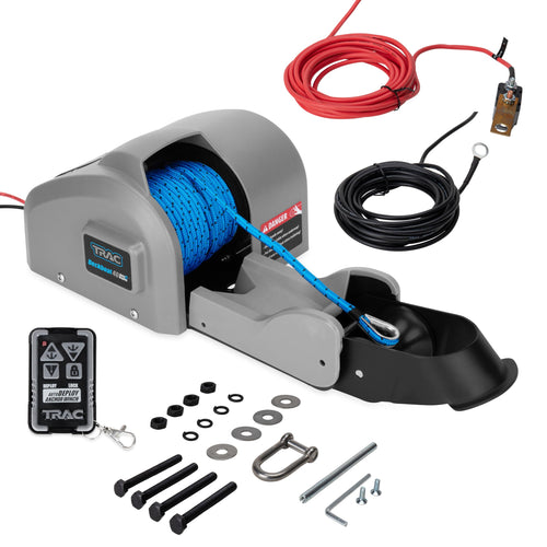 Deckboat Trac Outdoors 40 AutoDeploy-G3 Electric Anchor Winch - Anchors Up to 40 lb. - Includes 100-feet of Pre-Wound Anchor Rope with Use (69005), Gray