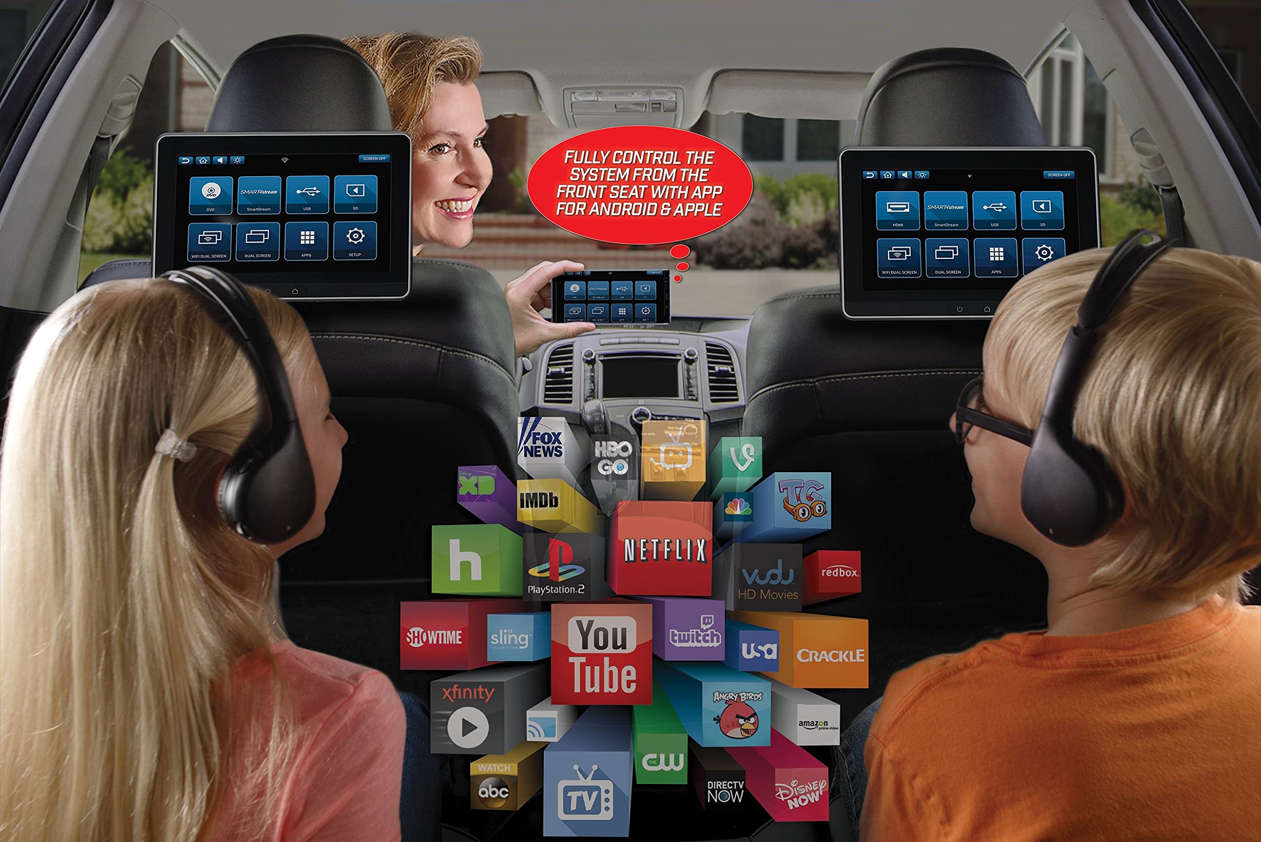 Dual 10.1" Audiovoxx AMAVXSB10UHD2 Rear-Seat Entertainment System w/DVD Player