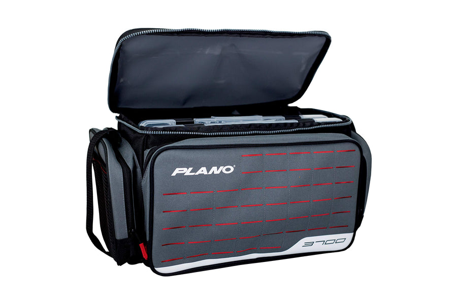 Plano 3700 Weekend Series Tackle Case, Large, Gray Fabric, Includes 2 Stowaway Utility Storage Boxes for Fishing Baits & Lures, Premium Soft Fishing Storage