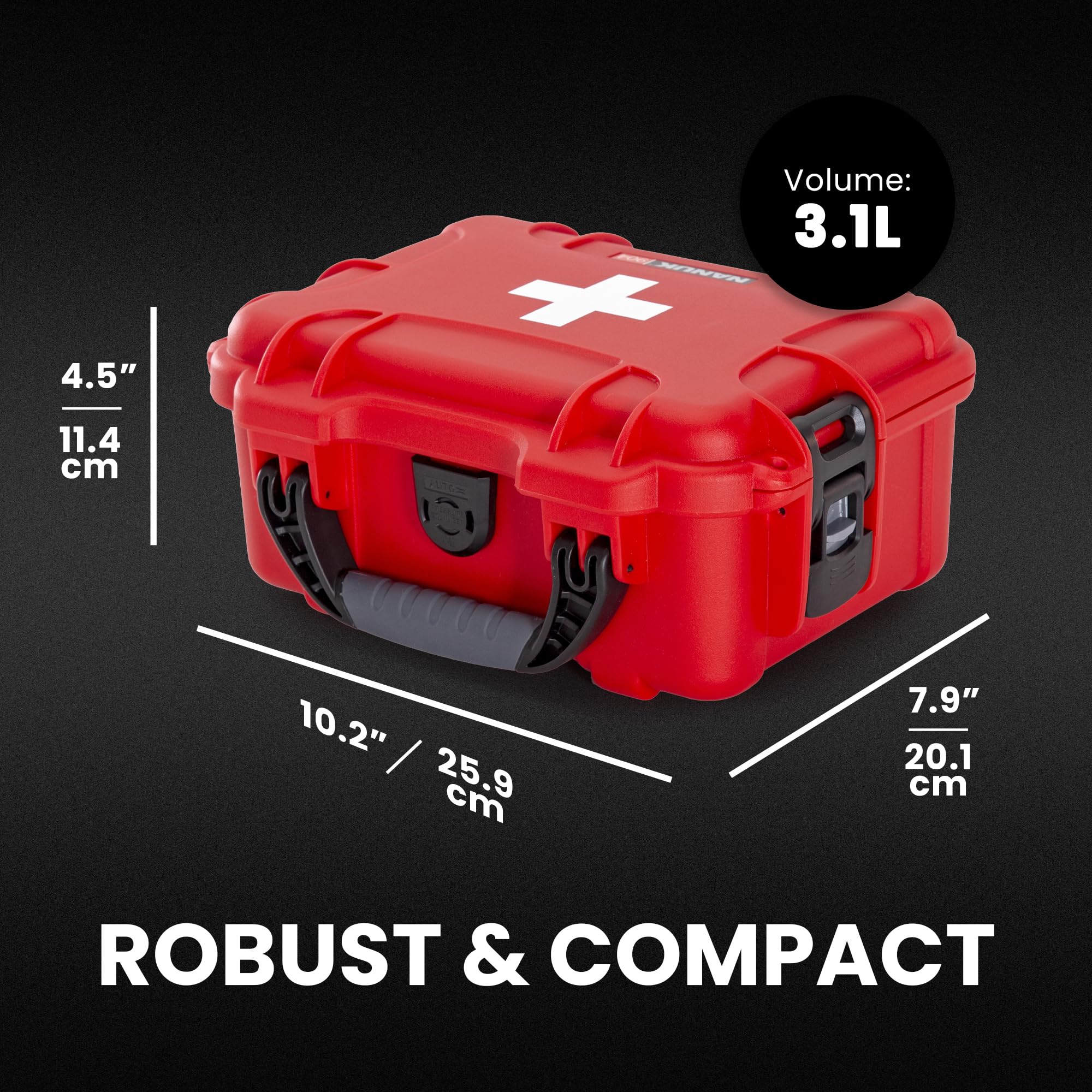 NANUK Waterproof 904 First Aid Box Empty – Durable, Medical First Aid Organizer Case, IP67-Rated, Dustproof, Impact-Resistant, and Floats (8.4" x 6.0" x 3.7") – Red