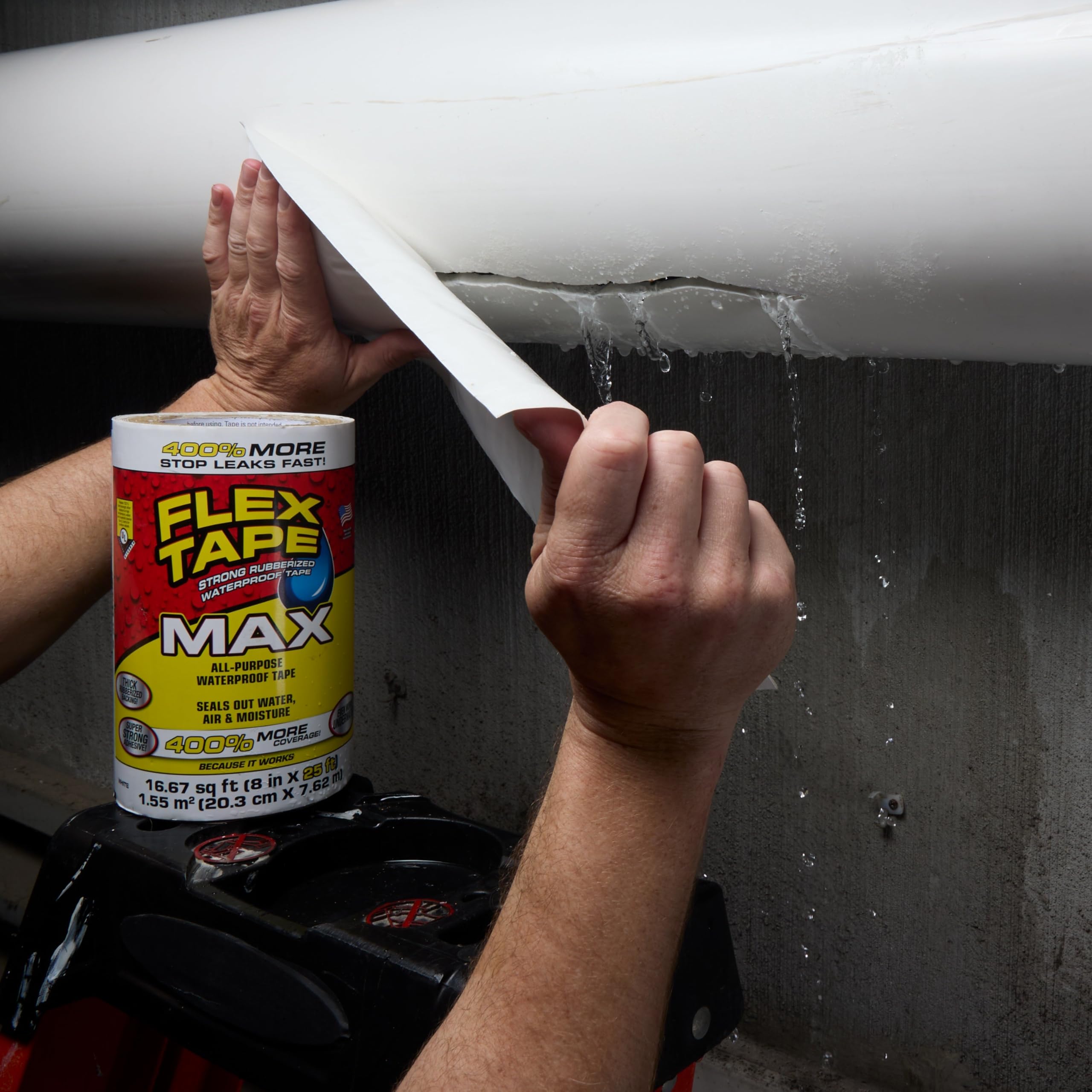 MAX Flex Tape, Original Thick Flexible Rubberized Waterproof Tape - Seal and Patch Leaks, Works Underwater, Indoor Outdoor - Home RV Roof and Pool Repairs, Clear, 4 in x 25 ft, Pack of 1