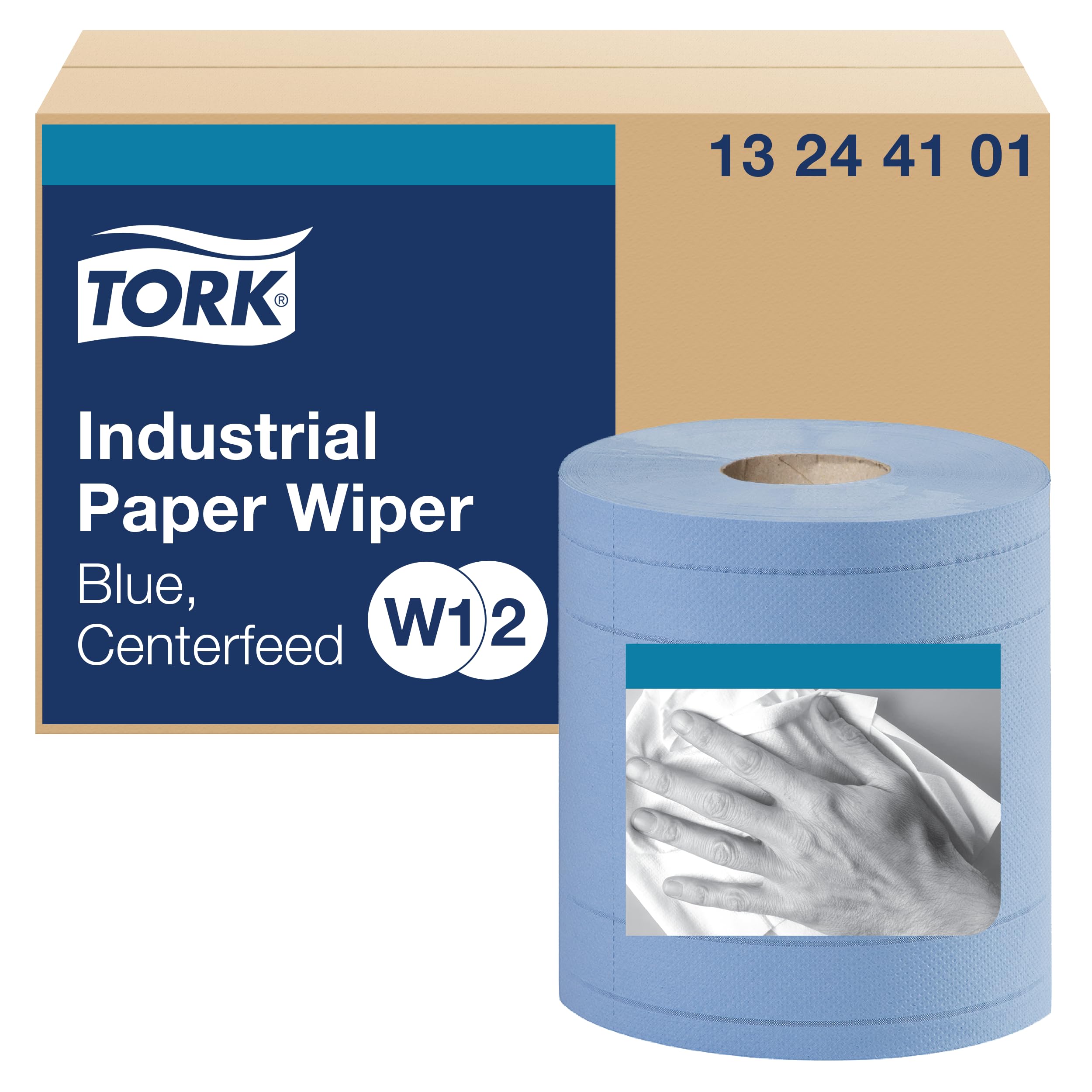 Tork Blue Industrial Wiper W1/W2, Centerfeed, 2 x 375 Sheets, 13244101