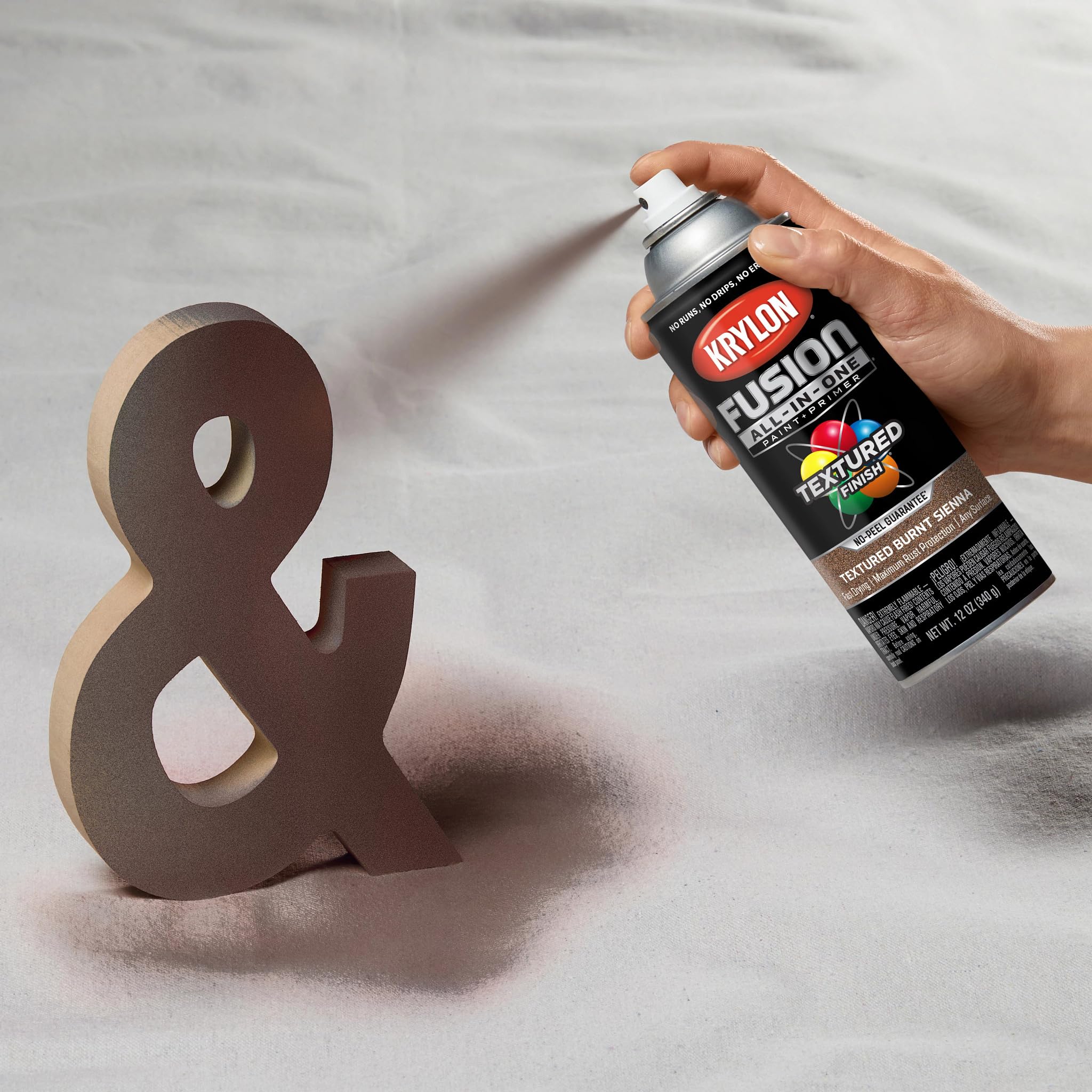 Krylon All-In-One Fusion Adhesive Spray Paint for Indoor/Outdoor Use, 12 oz, Burnt Sienna