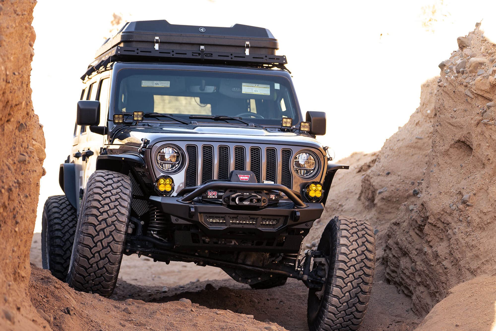 Offroad DV8 Spec Series Front Bumper for 2018-2025 Jeep Wrangler JL & Gladiator JT | Mount LED Light Bar, Pod Lights, or Round Lights | Accepts Multiple Size Winches | Bull Bar For Protection