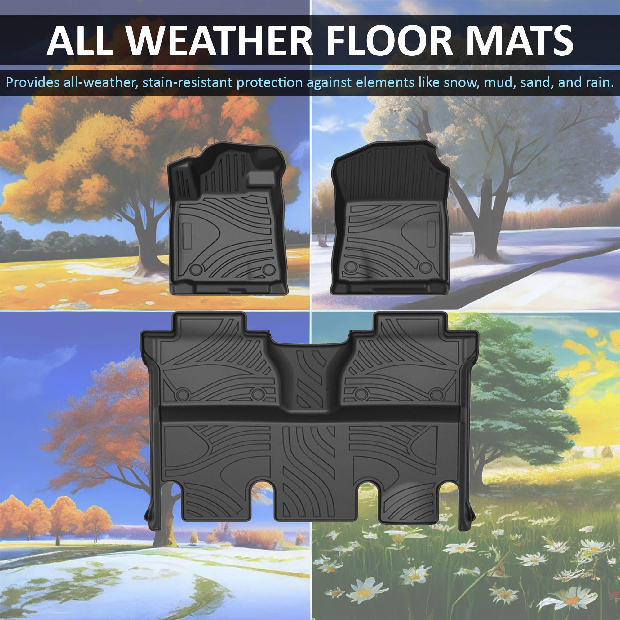 TOTALINER Black Horse Heavy Duty Floor Mat Anti-Skid Black 1.37'' Thickness Compatible with 2015-2020 Toyota Tundra Crew Cab-FMTTU15