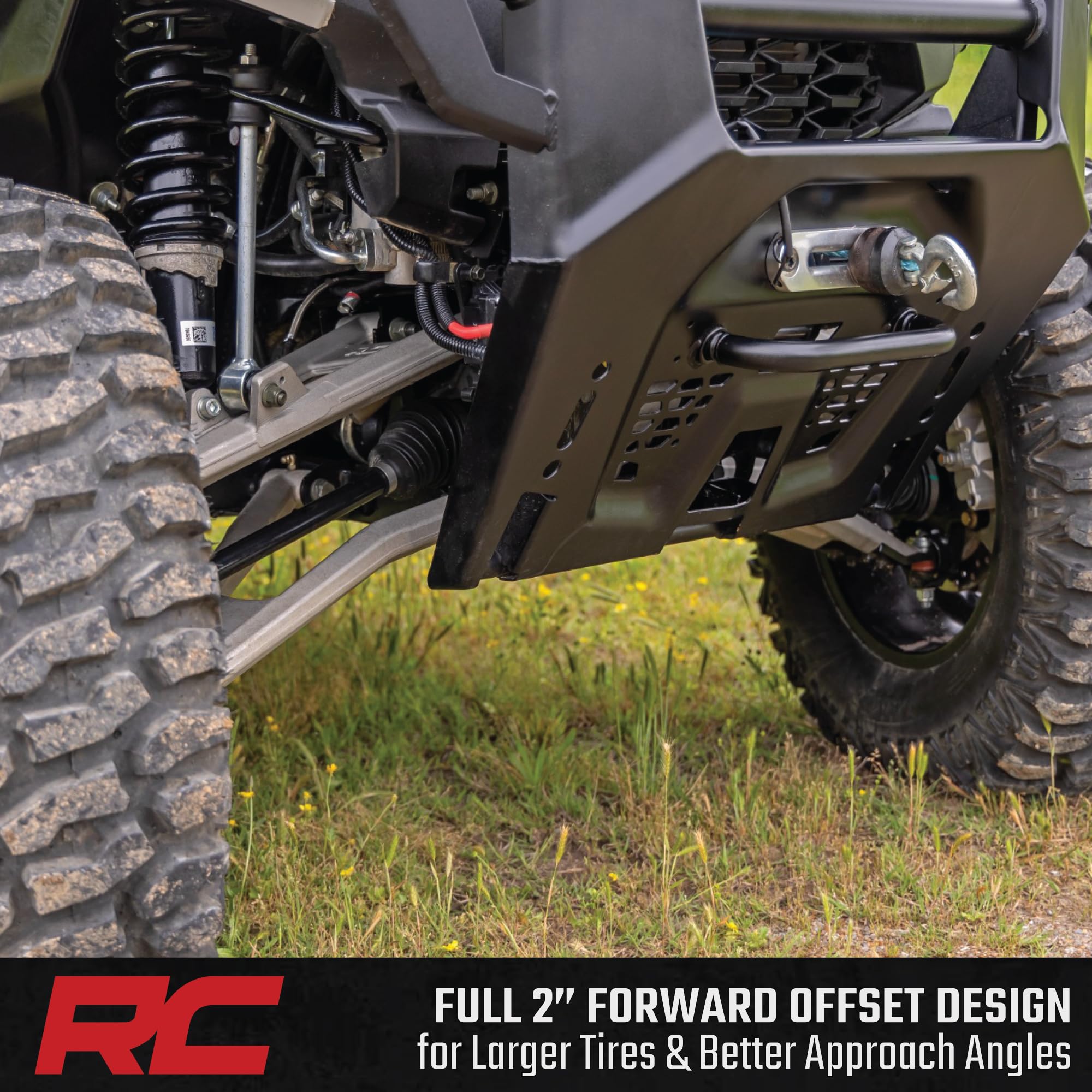 Rough Country High Clearance Control Arms Aluminum with 2" Forward Offset for Polaris Ranger XP 1000 (2021-2025) - Forged A-Arms with Silver Finish, 4-Pack