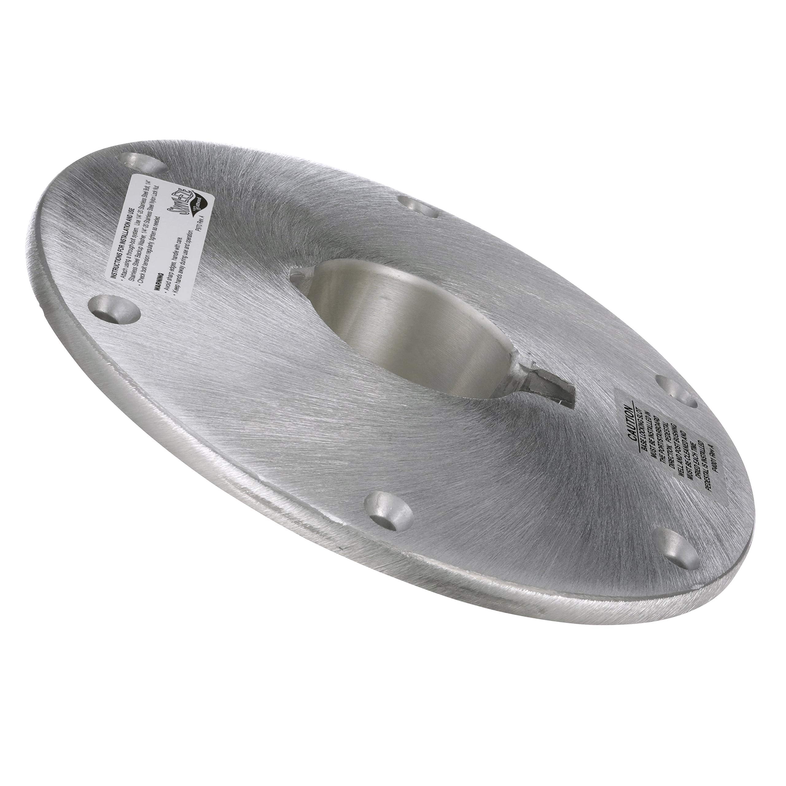 Attwood Wedge 2-Inch Base Plate, Round, Brushed Aluminum, 9-Inch Diameter, Extends 2 Inches Below Deck
