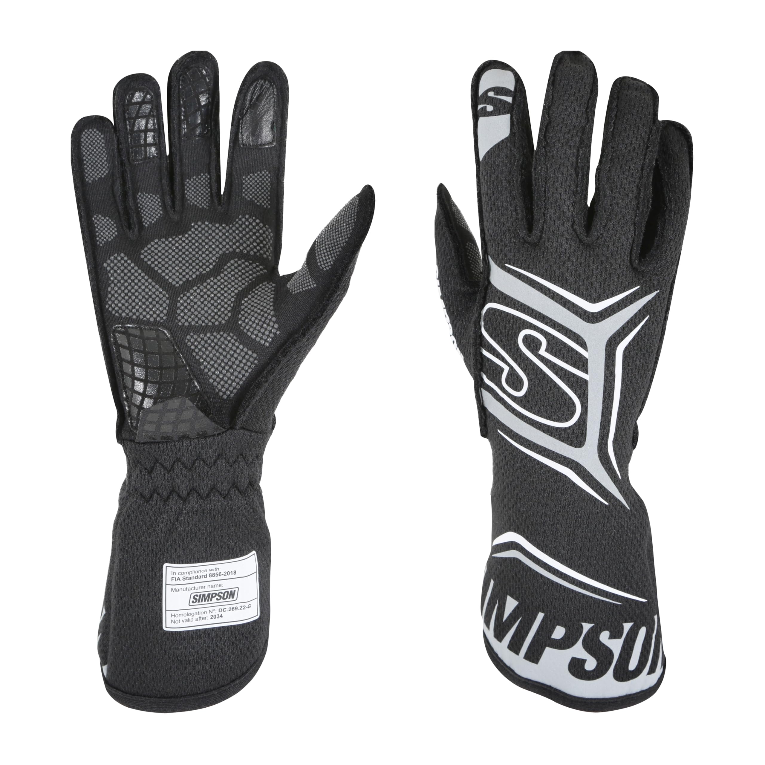 MGXK Simpson Racing Magnata Gloves Black/Grey XL - Pair