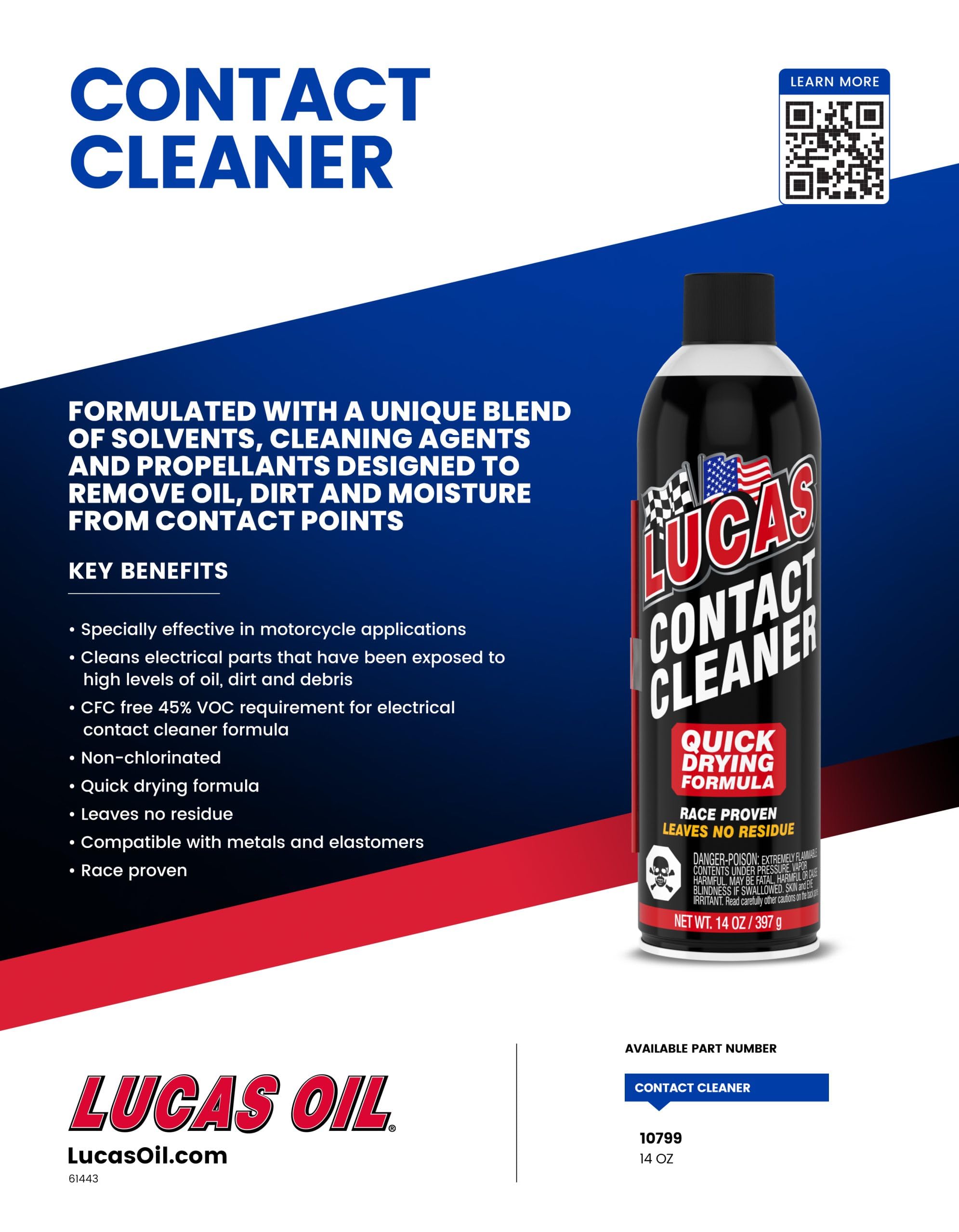 Lucas Oil Contact Cleaner 14Oz Cle Made by Lucas 90799/10799