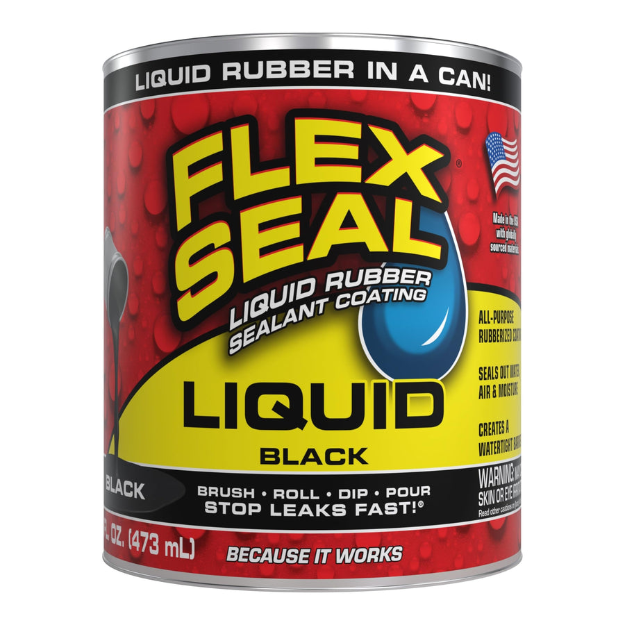 Flex Seal Liquid, Waterproof Rubber Coating Sealant, Flexible, Breathable, and UV Resistant, Roof Repair, Basements, RV, Campers, Trailers, Marine, EPDM, Masonry, Black, 16 oz