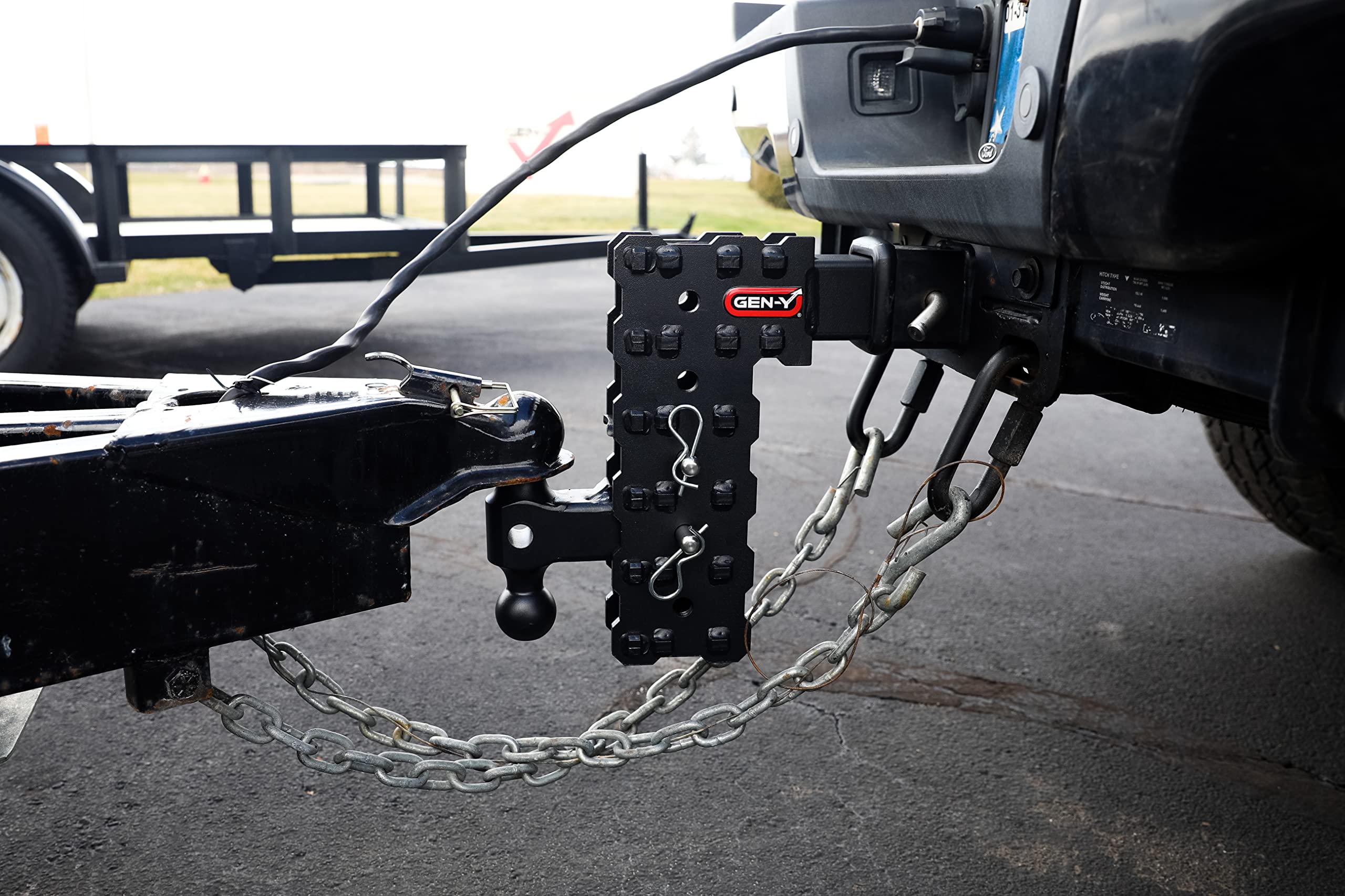 GEN-Y Hitch Adjustable Solid Shank Tow Hitch with Dual-Ball for 2.5" Receiver - 5" Drop - 16,000 LB Towing Capacity - 1,600 LB Tongue Weight - Black