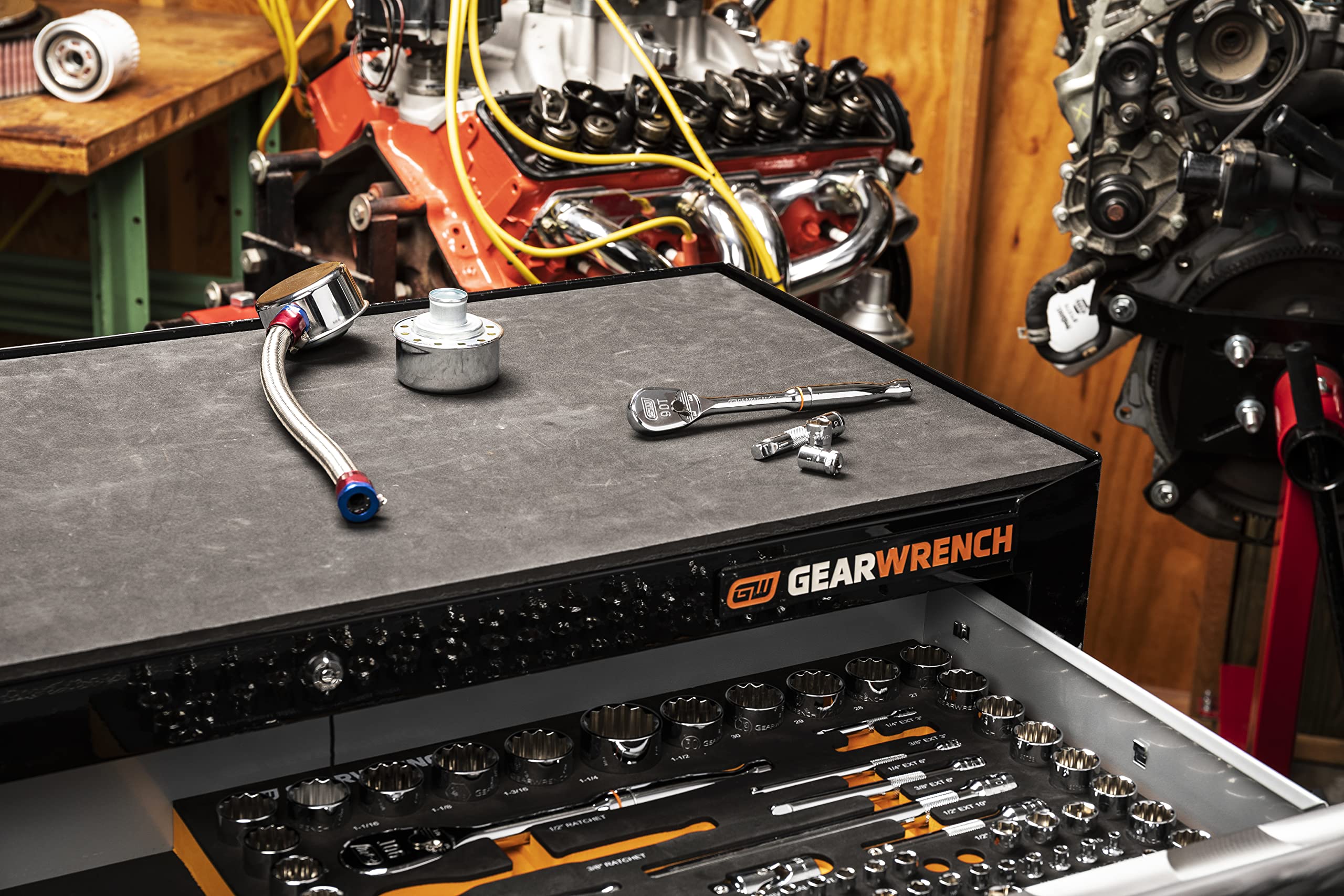 1/4, 3/8", 1/2" GEARWRENCH 90-Tooth SAE/Metric Mechanics Tool Set with EVA Foam Tray - 86529