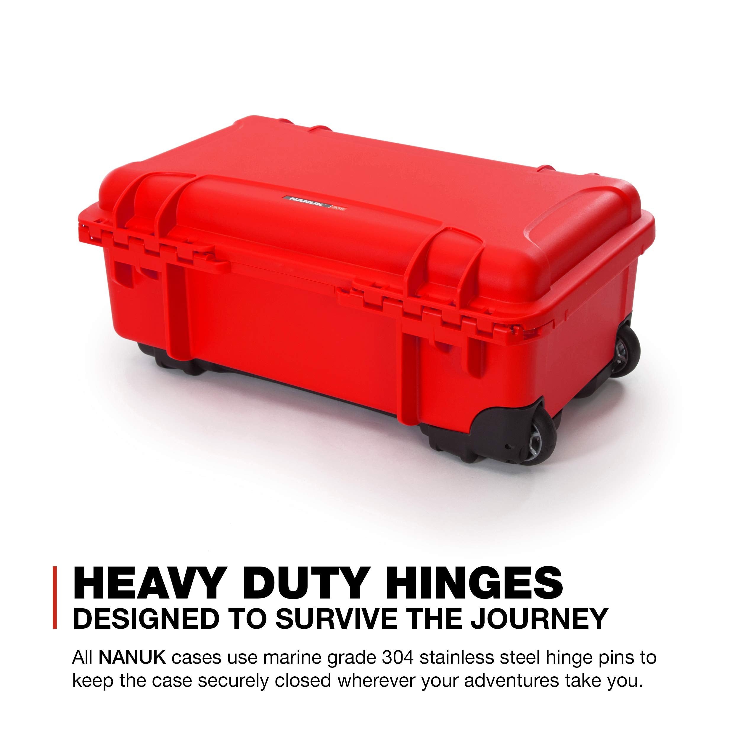Protective Travel Case Nanuk 935 for 3 Bottles of Wine w/Wheels and Extendable Handle, TSA Approved - Red