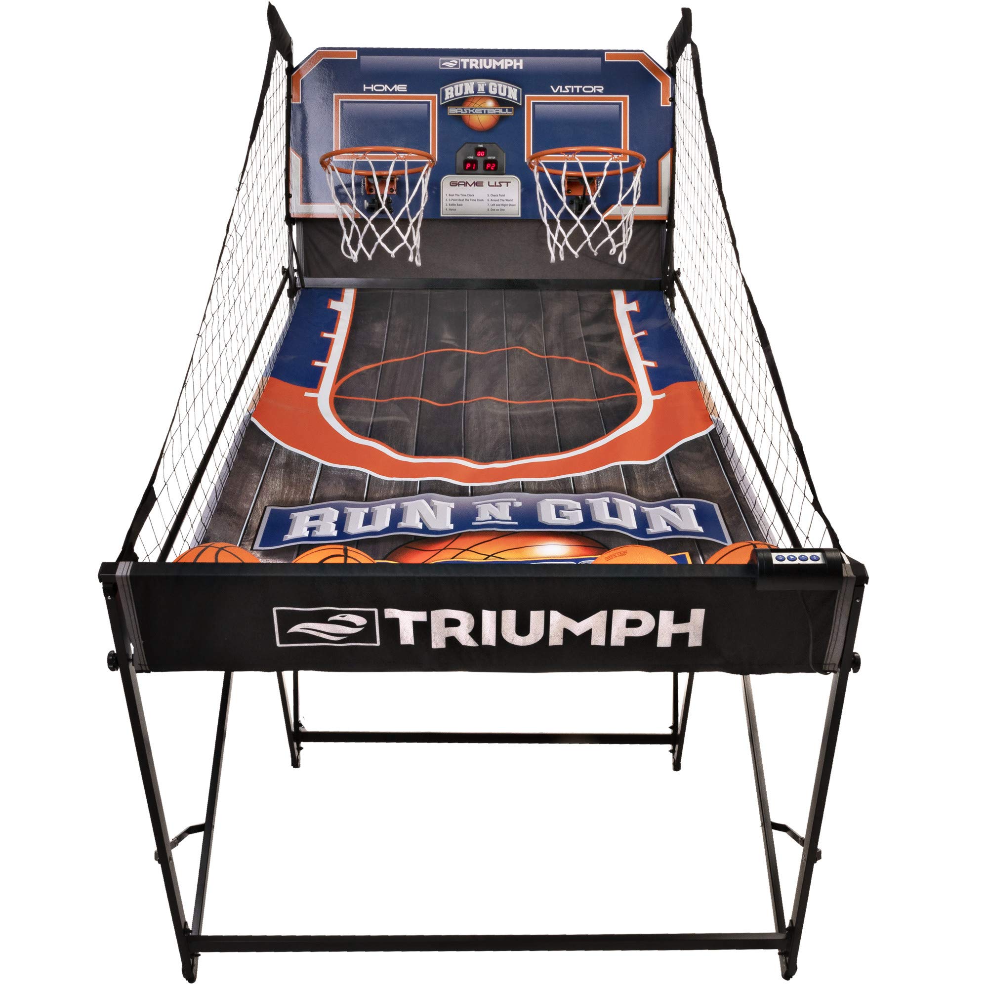 Sports TRIUMPH Run n Gun Arcade Basketball Shootout - 8 Game Modes - Quick and Easy Assembly - Folds 100% Flat for Complete Storage - Fully Portable, Play Inside or Outside