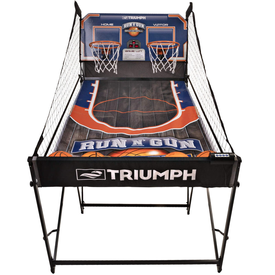 Sports TRIUMPH Run n Gun Arcade Basketball Shootout - 8 Game Modes - Quick and Easy Assembly - Folds 100% Flat for Complete Storage - Fully Portable, Play Inside or Outside