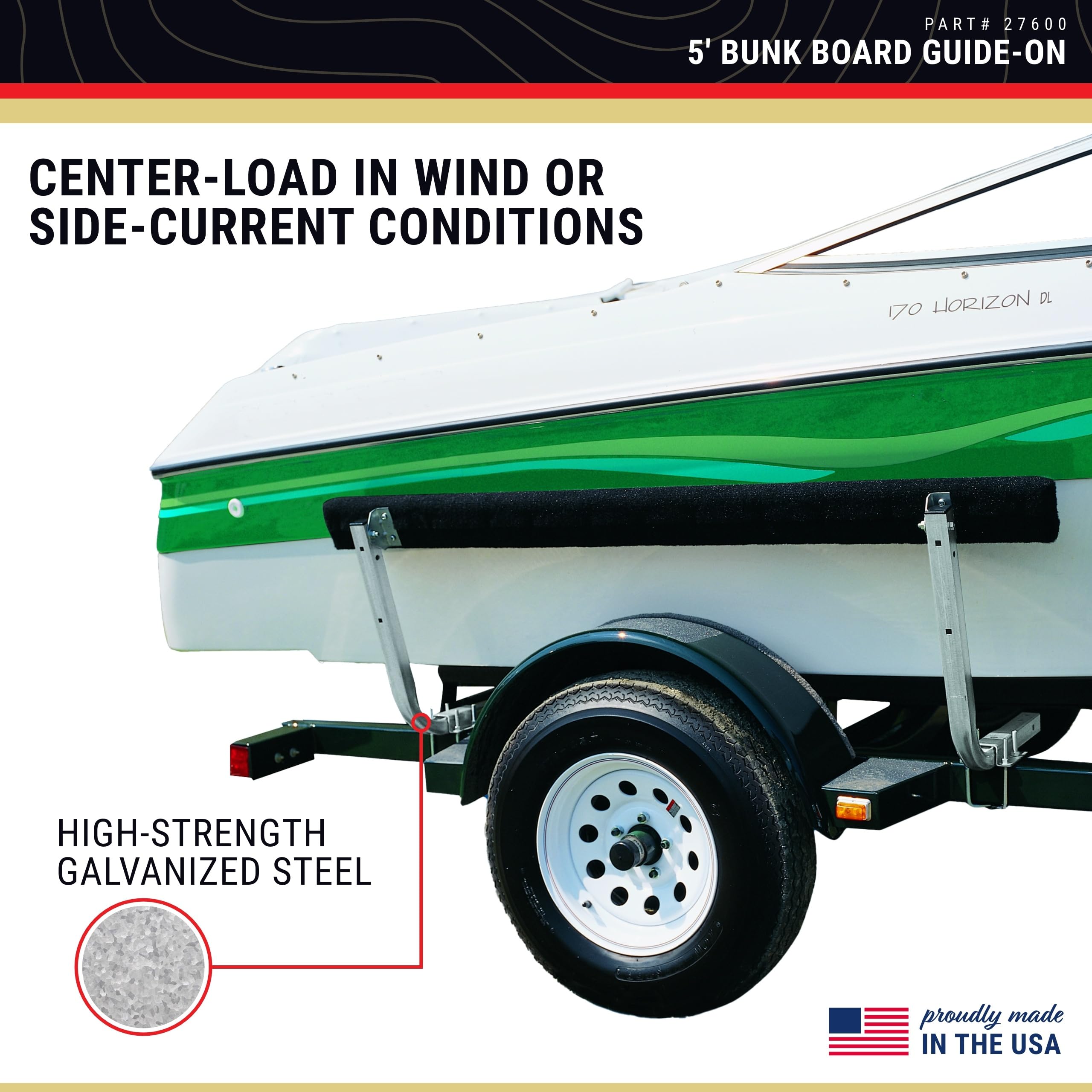 27600 CE Smith Guide-ON BUNKBOARD - Sturdy Boat Accessories - 5' - Black