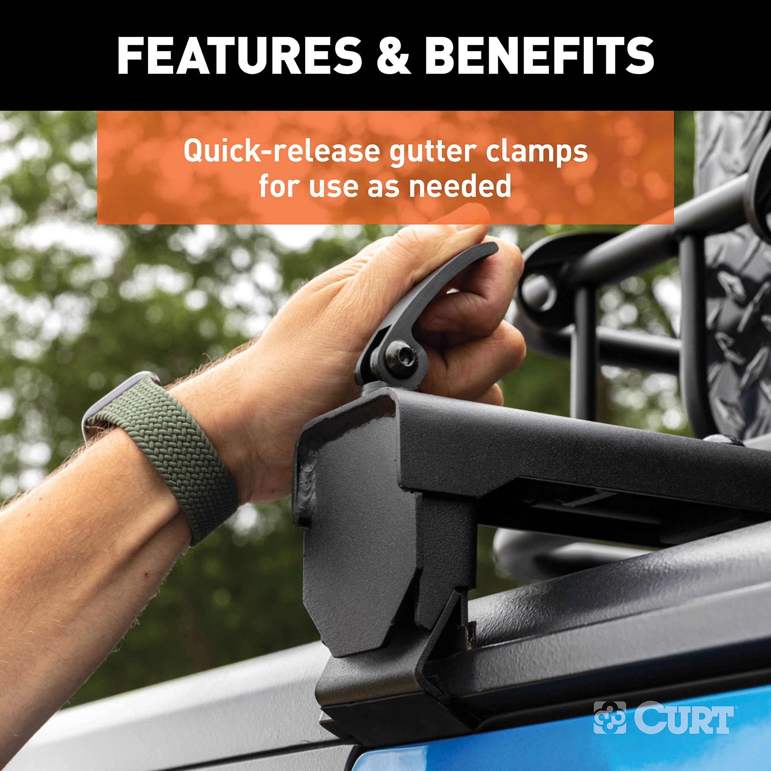 CURT Black Steel Quick-Release Roof Rack Crossbars, Fits Select Jeep Wrangler JK 18119