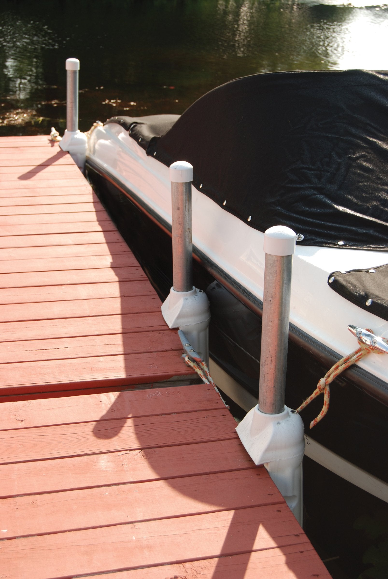7" x 17" White Dock Post Bumper with Inflation Valve, Taylor Made, Slides Over 1.5" Dock Pipe, Protects Boats, Made in the USA - 2020108507