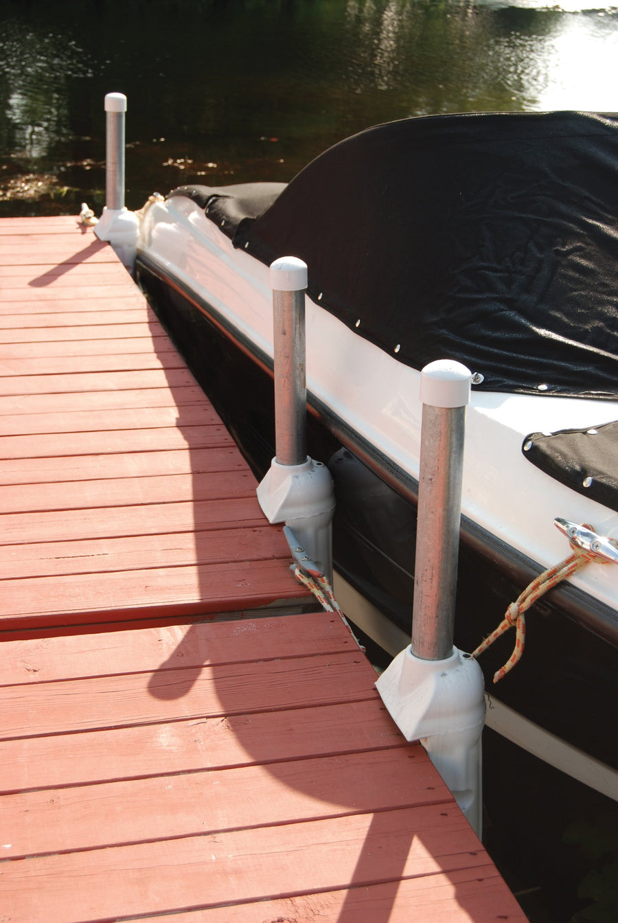 7" x 17" White Dock Post Bumper with Inflation Valve, Taylor Made, Slides Over 1.5" Dock Pipe, Protects Boats, Made in the USA - 2020108507