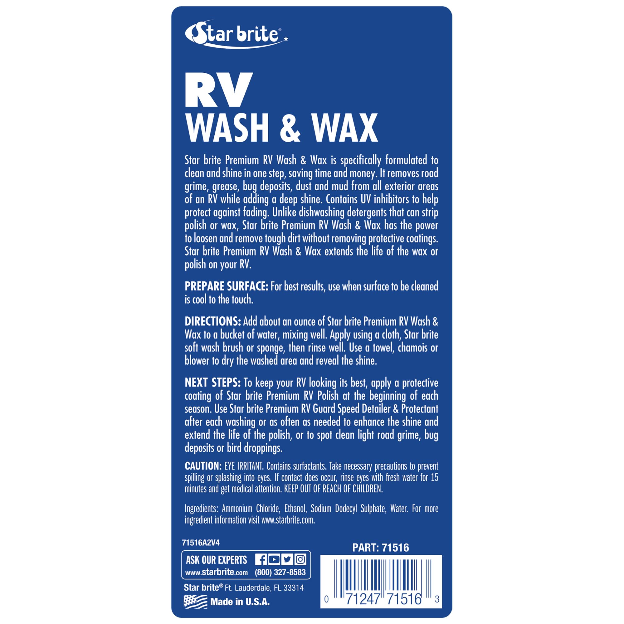 Rv Wash & Wax Star Brite 71516 16 Oz.
