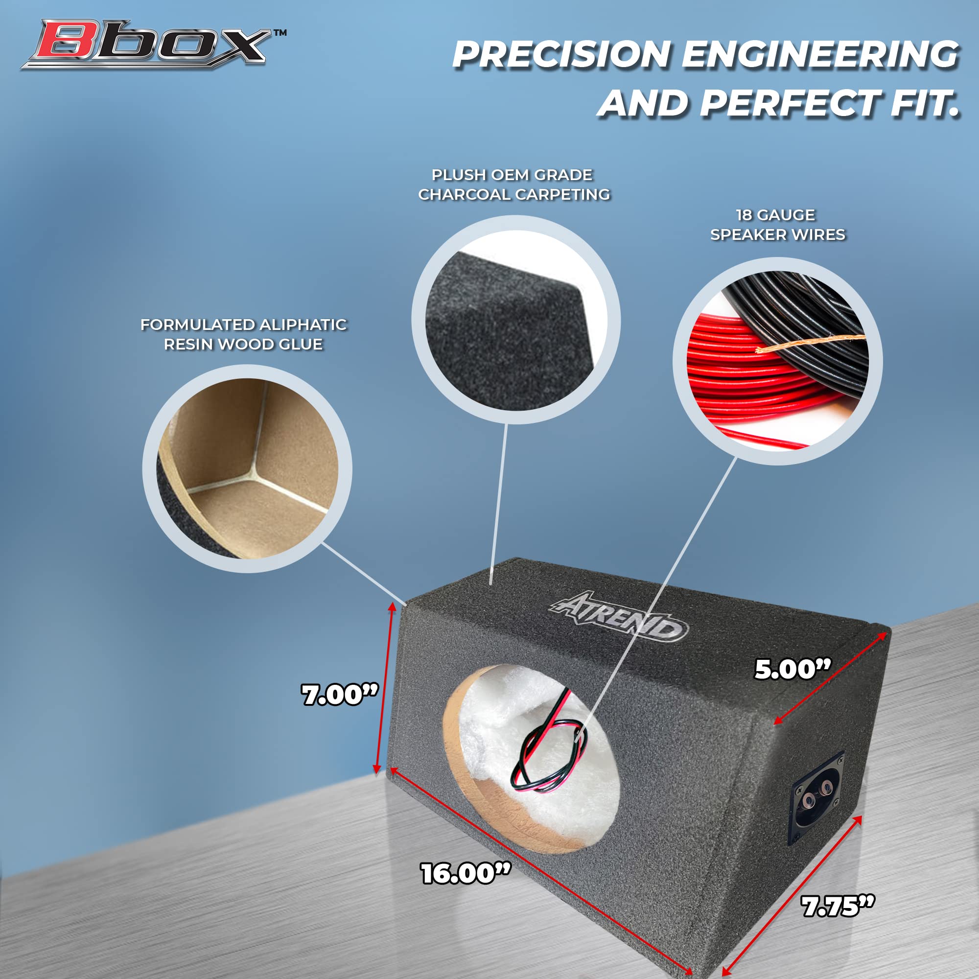 Atrend 6” x 9” Vented Pro Audio Tuned Speaker Subwoofer Enclosures - Designed, Engineered in USA - Improve Audio Quality, Sound & Bass - Nickle Finish Terminals