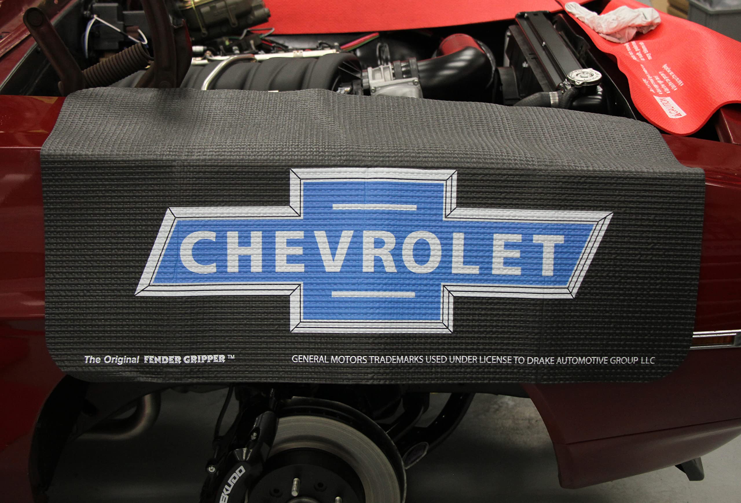 Chevrolet Blue Bowtie Fender Gripper Fender Cover | Officially Licensed by General Motors | Universal Fit | Standard Size 22" X 34" | FG2001, Black with Color Logo