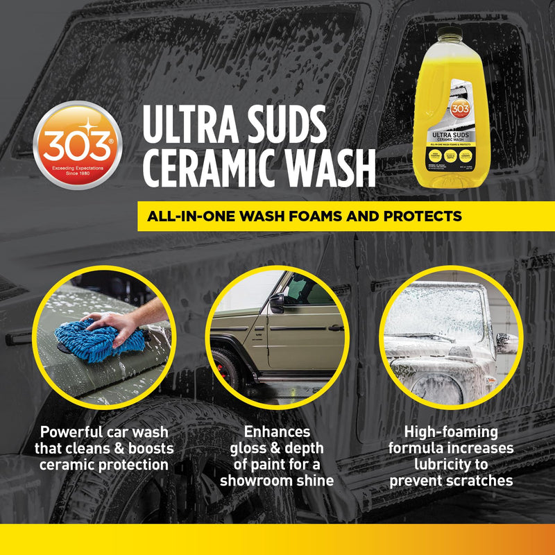 Ultra Suds 303 Products Ceramic Car Wash Soap – Ceramic Coating for Cars with Foaming Formula, Enhanced Gloss & Shine Protectant, 48 fl. oz. (30277)