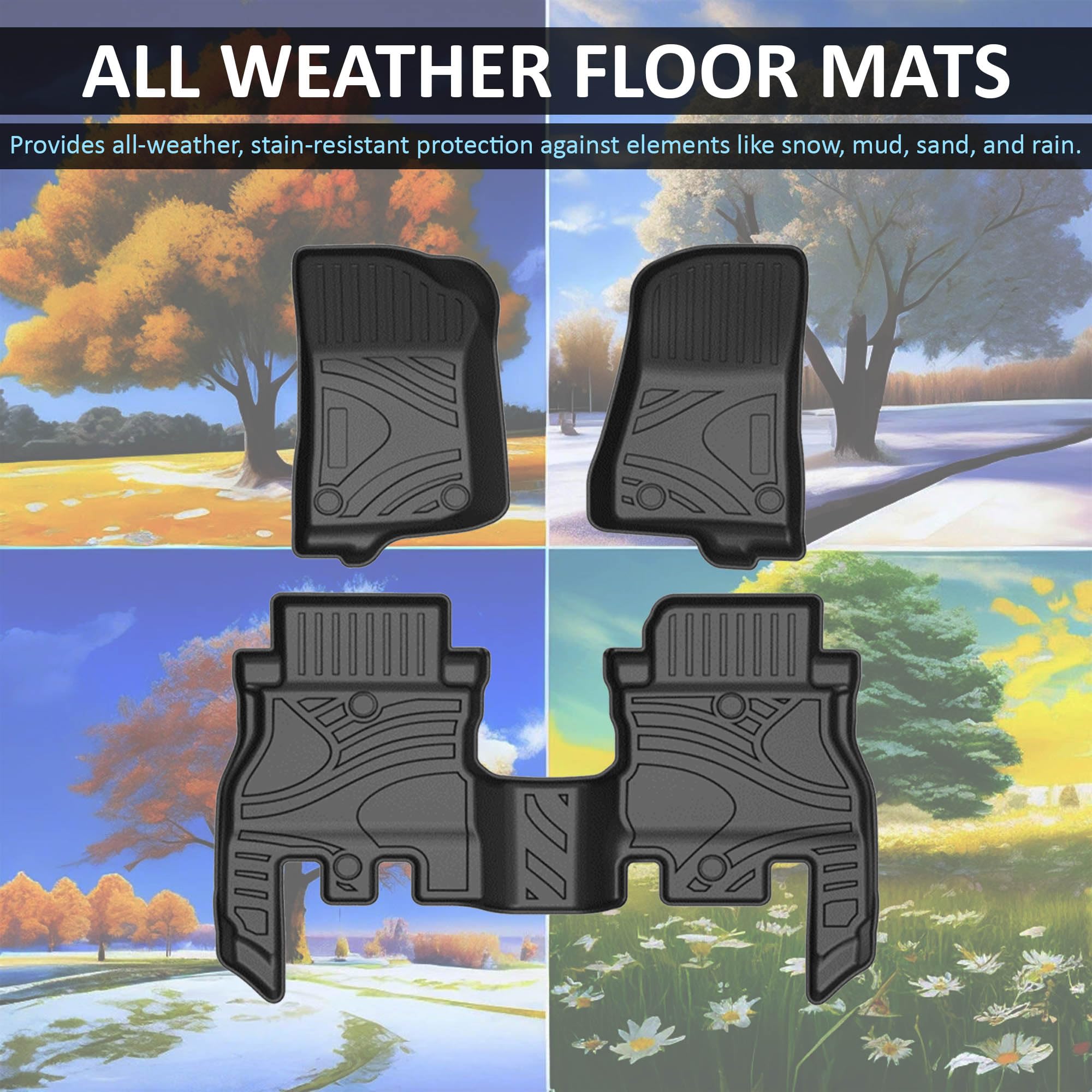 TOTALINER Black Horse Heavy Duty Floor Mat Anti-Skid Black 1.37'' Thickness Compatible with 2018-2024 Jeep Wrangler-FMJJL18