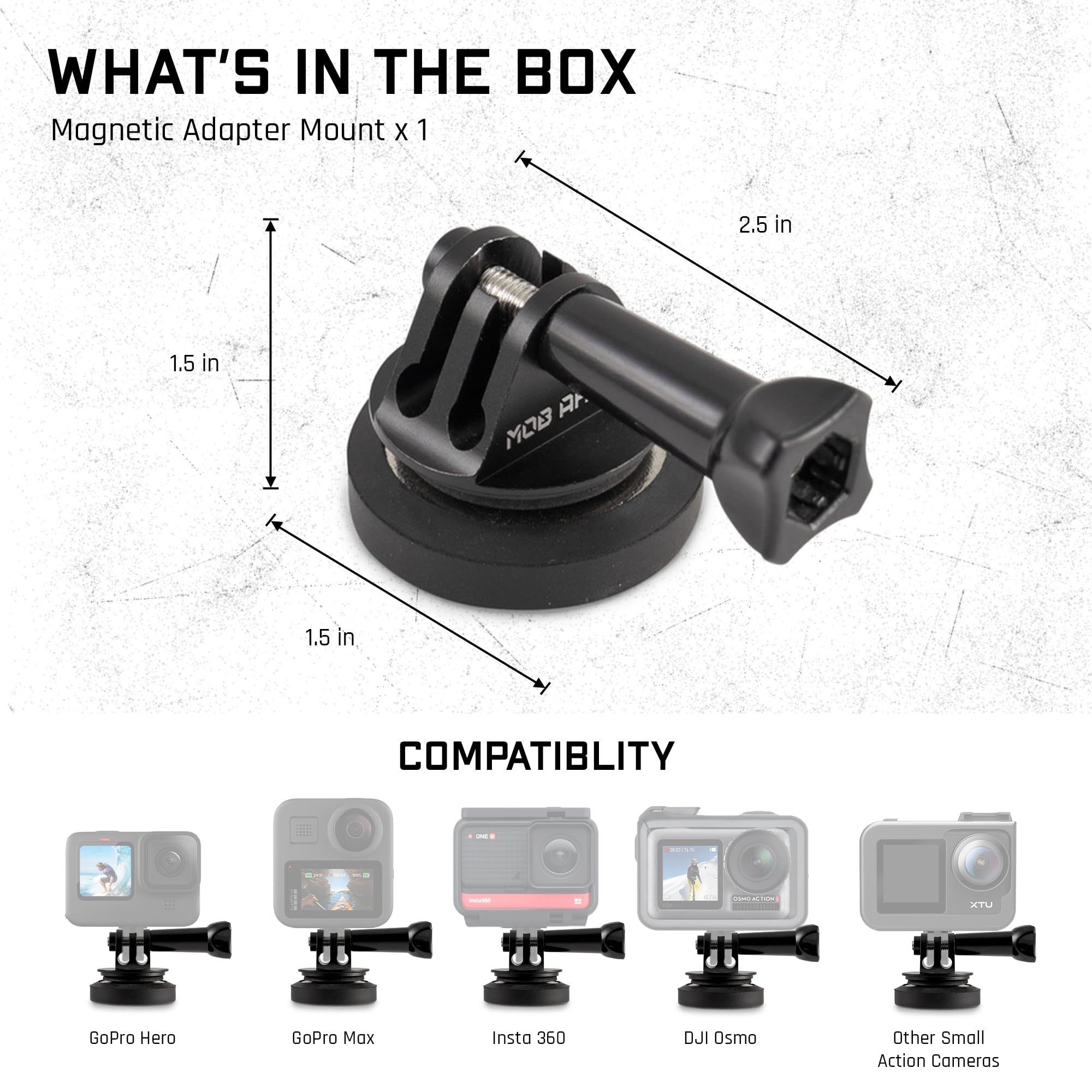 Mob Armor Direct Mag Action Camera - Magnetic Car Mount, Aircraft-Grade Material, Compatible w/GoPro Hero, GoPro Max, DJI Osmo, & Any Action Cameras, Ideal for Off-Road Adventures, Vlogging, & Racing