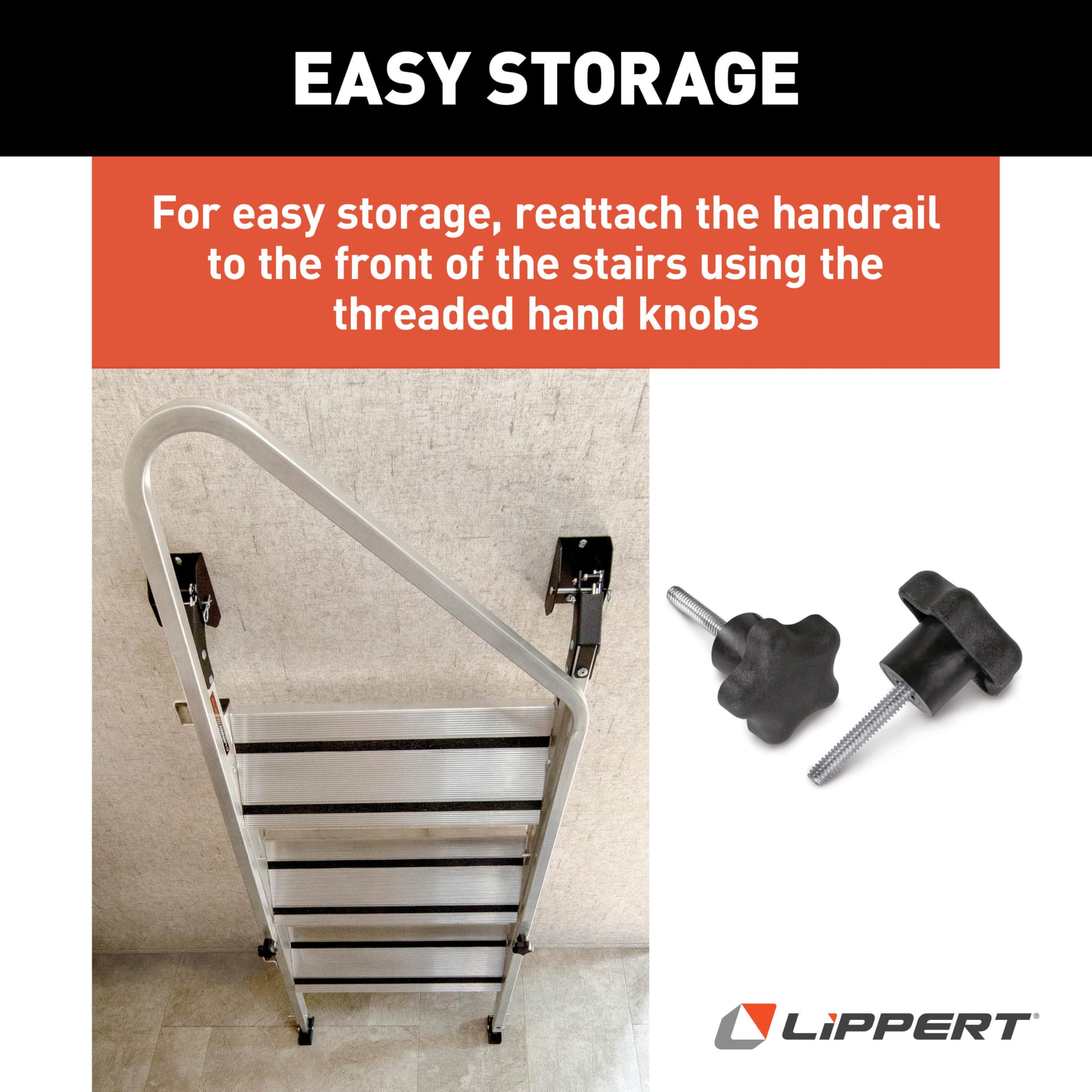 Lippert Entry Assist Handrail for Triple/Quad Victory Step RV Patio Steps, Aluminum Construction, Easy Installation - 2023024502