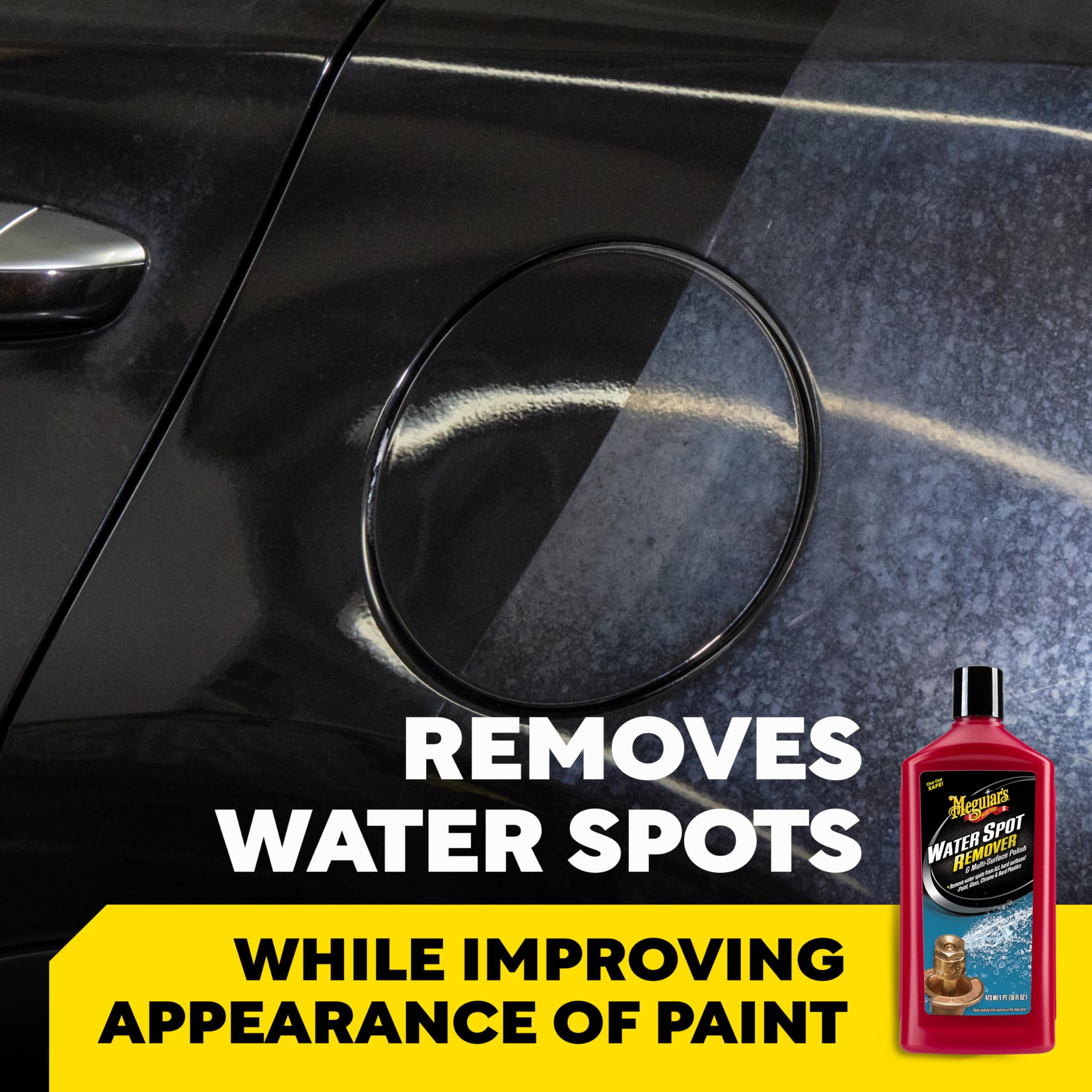 Meguiar's Heavy Duty Water Spot Remover, Water Spot Remover for Cars, Remove Water Stains and Polish Glossy Paint with a Versatile Clear Coat Safe Formula, 16 oz