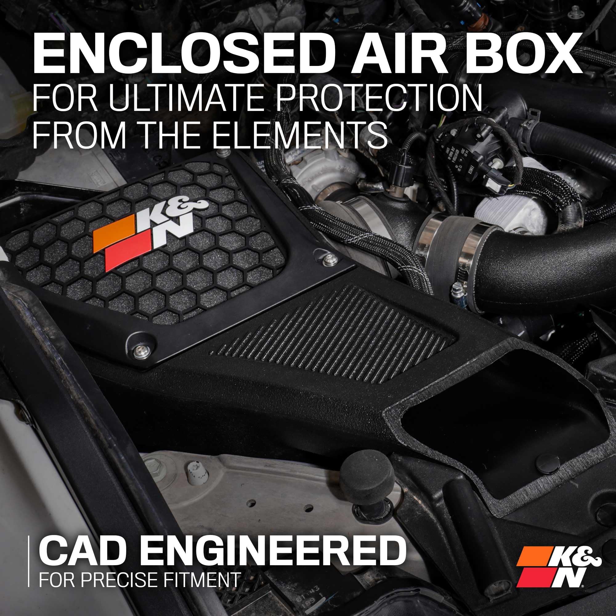 Cold Air Intake System K&N: High-Flow Air Filter, Increase Performance & Towing: Compatible with 2021-2024 FORD: Bronco, 63-2619
