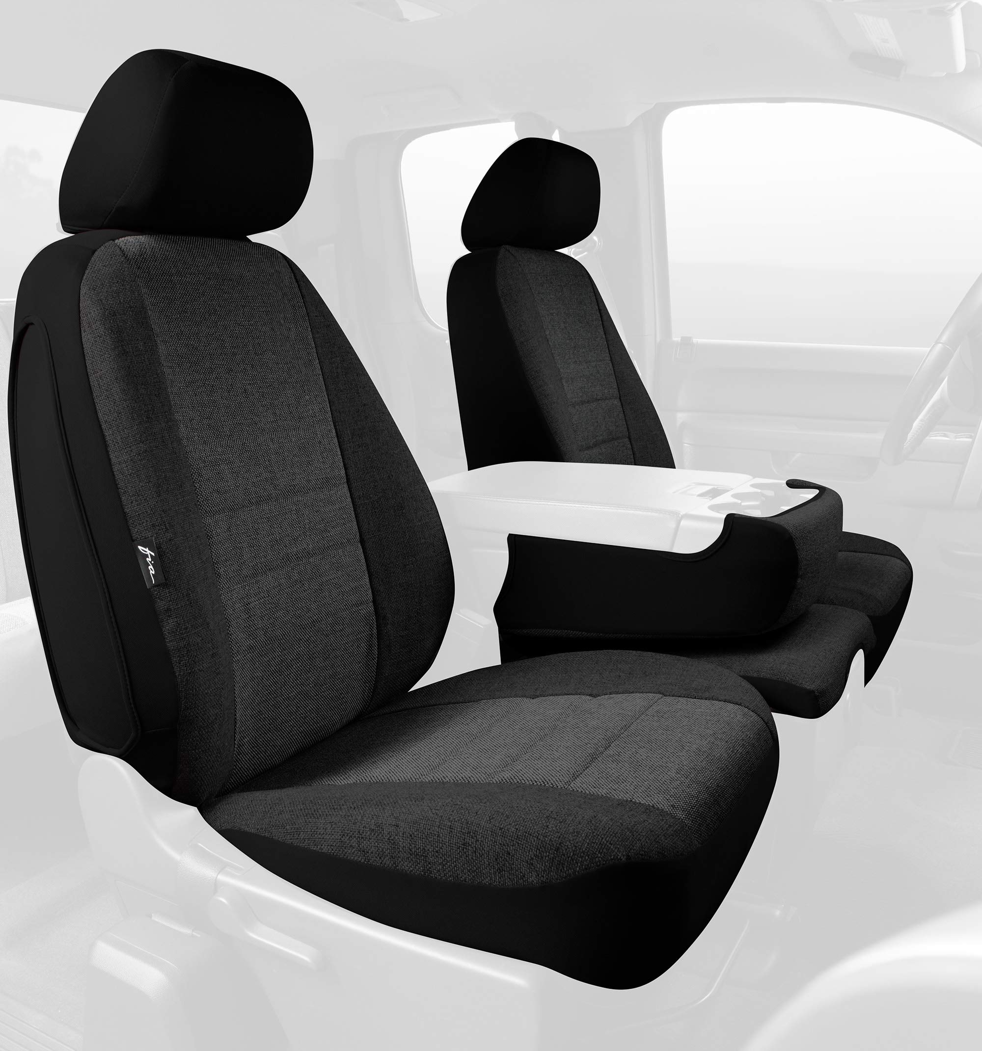 FIA CHARC OE37-29 Custom Fit Front Seat Cover Split Seat 40/20/40 - Tweed, (Charcoal)