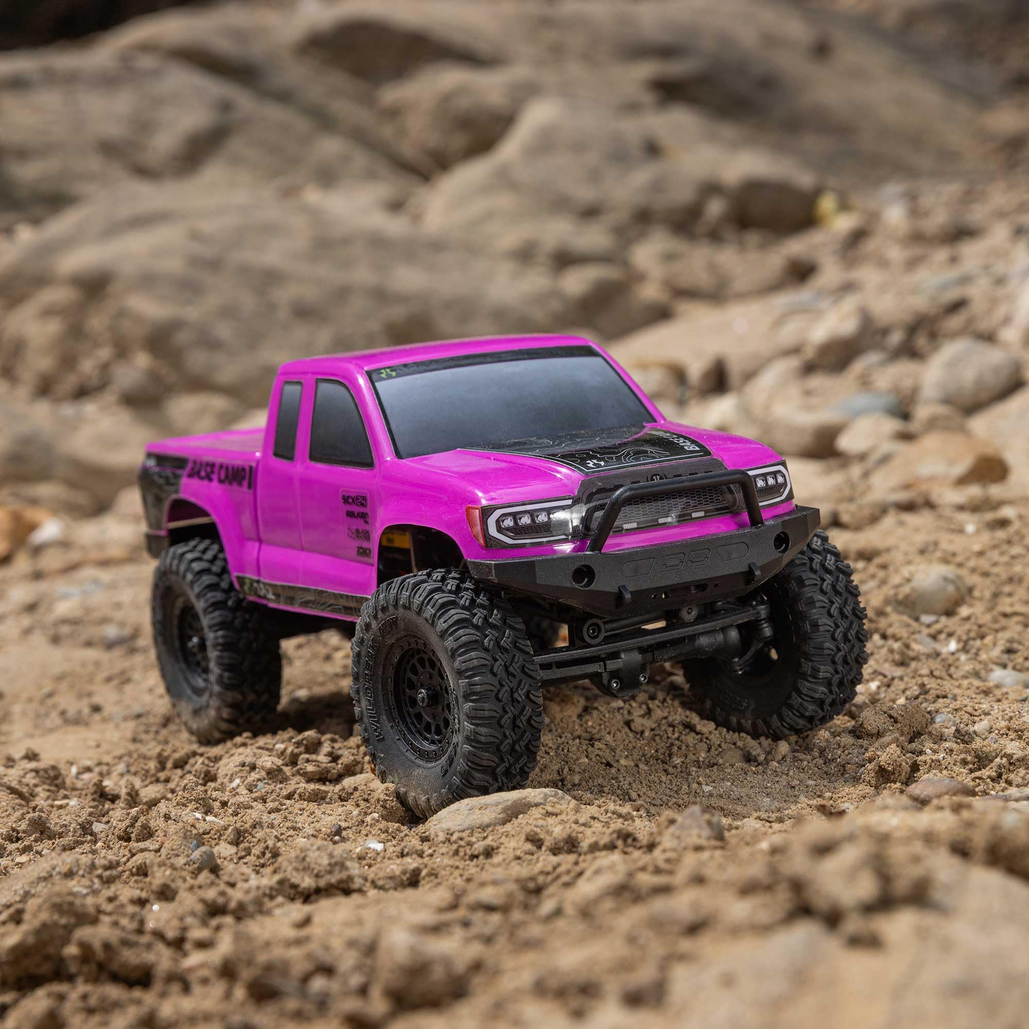 Axial 1/24 RC Truck SCX24 Base Camp 4x4 Rock Crawler Brushed RTR (Everything Needed to Run is Included) - Pink, AXI-1219T3