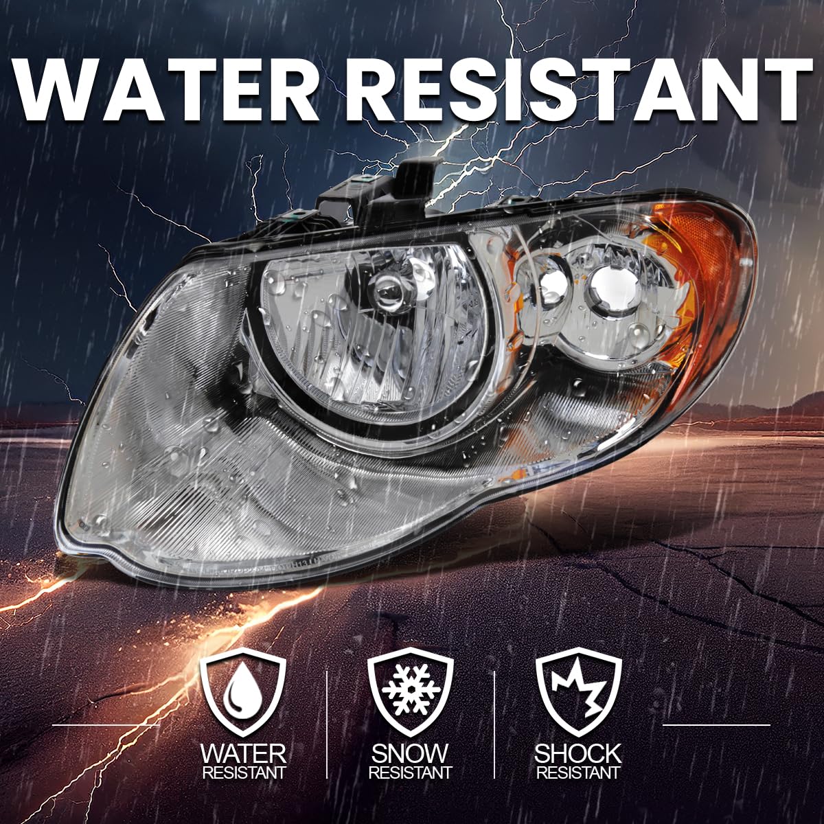 Chrome Headlights SPEC-D TUNING Compatible with 2005-2007 Chrysler Town & Country, Left + Right Pair Headlamp Assembly