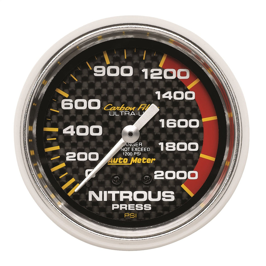 Auto Meter Carbon Fiber 4828 Mechanical Nitrous Pressure Gauge