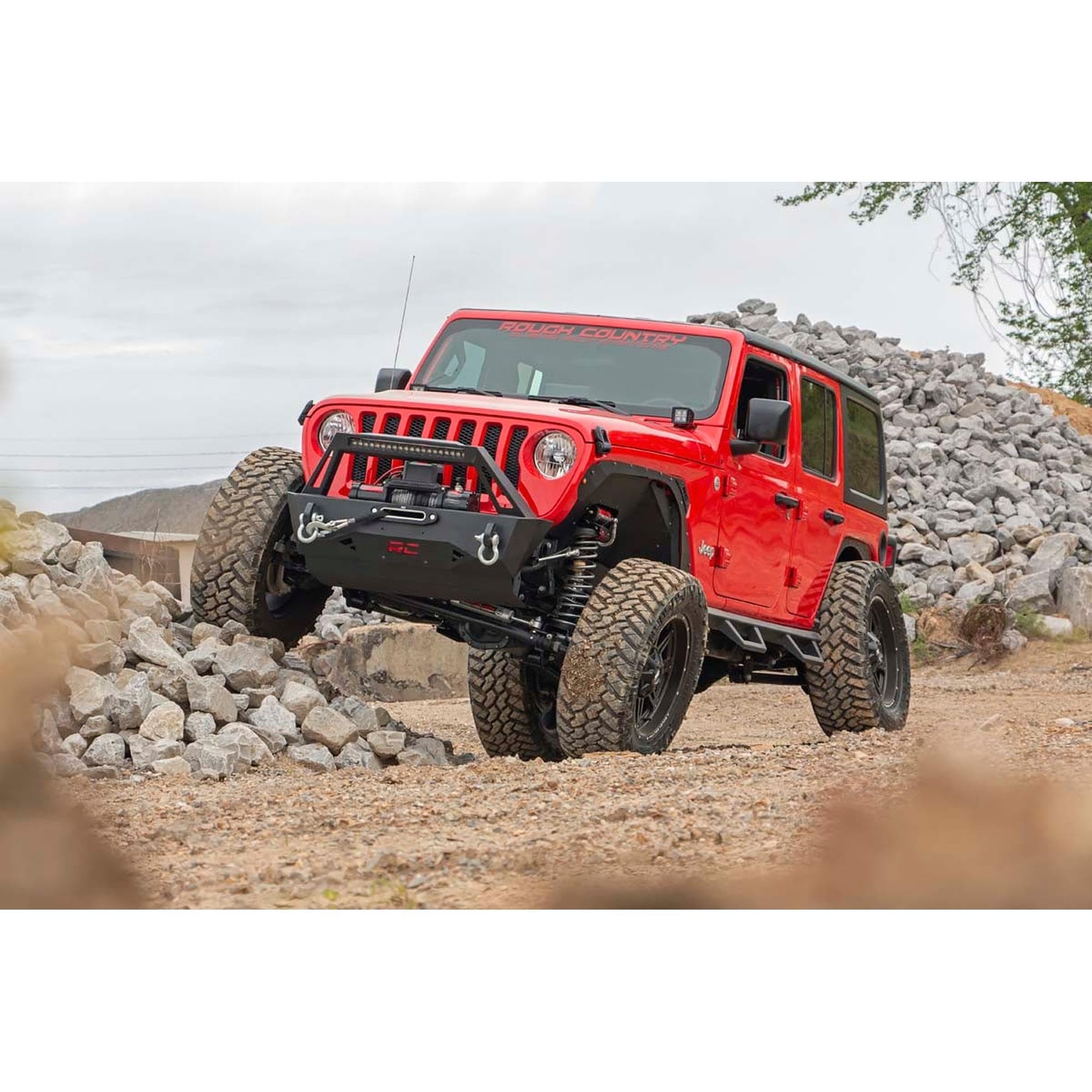 3.5 Inch Rough Country Lift Kit with Premium N3 Shocks for Jeep Wrangler Unlimited 4-Door (2024) - Includes Adjustable Lower Control Arms, Front Driveshaft, Springs