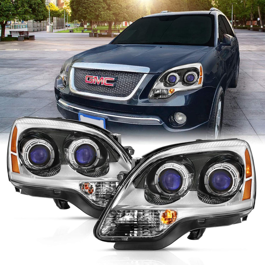 2007-2008 Gmc Acadia ANZO Crystal Headlight Chrome Amber(OE)
