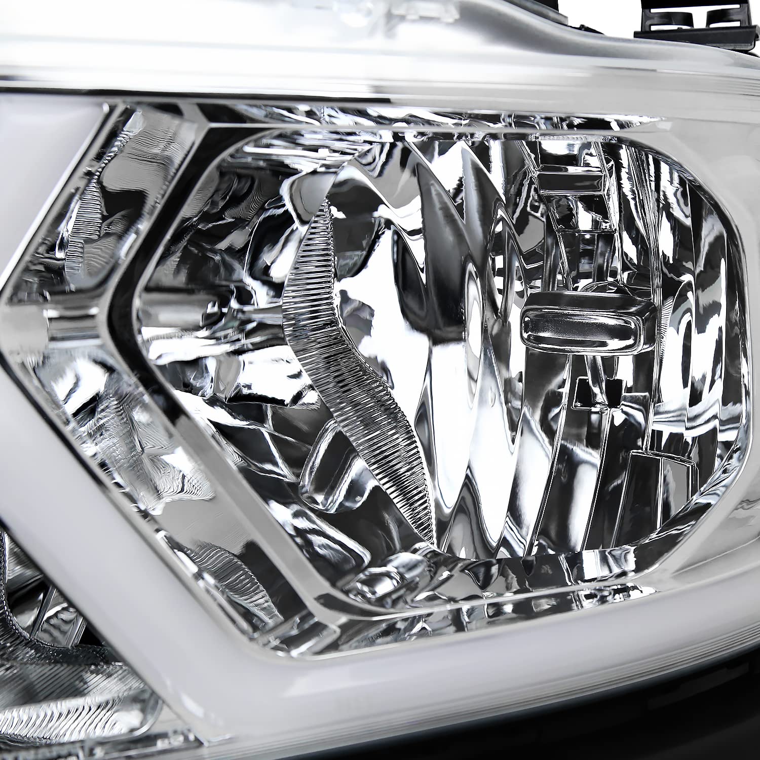 Chrome LED Tube Headlights SPEC-D TUNING Compatible with 2019-2024 Dodge Ram 1500, Left + Right Pair Headlamps Assembly
