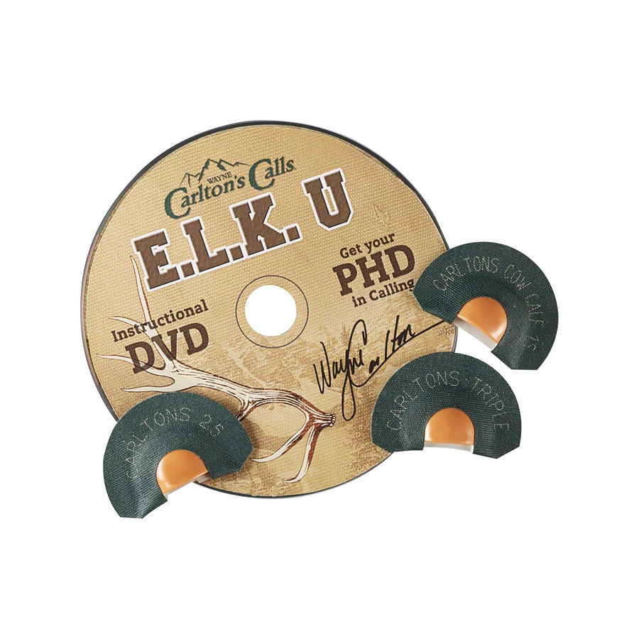 Carlton's Calls Hunters Specialties E.L.K. University PHD Tone Trough Diaphragm Game Calls Combo with Instructional DVD
