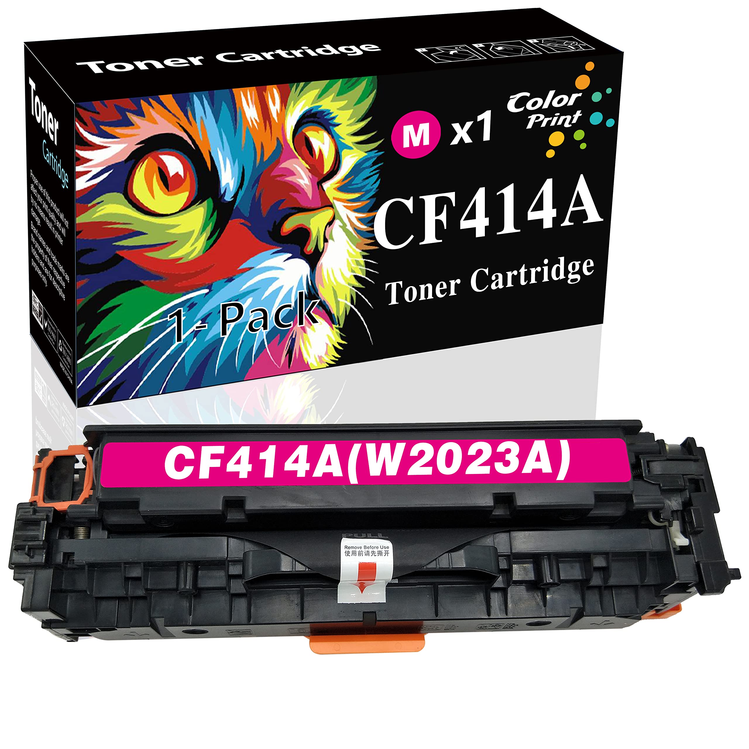 ColorPrint 1-Pack Compatible W2023A Toner Cartridge Replacement for CF414A 414A CF414 Work with Color Laser Jet Pro M454dw M454dn M479fdw M479fdn M479dw Printer (Magenta)